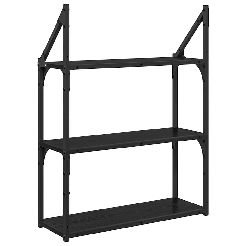 vidaXL Półka ścienna z półką Czarny Dąb 60 x 21 x 78,5 cm