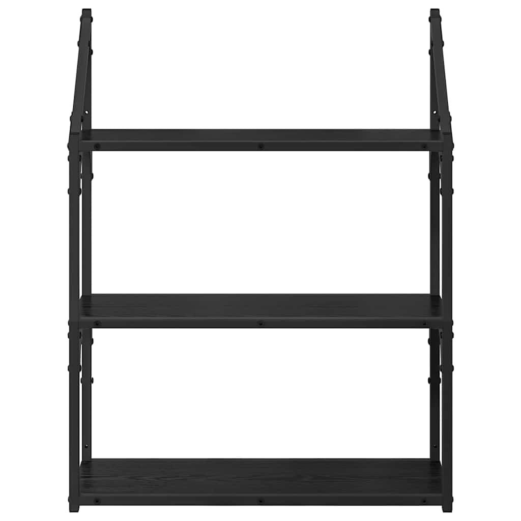 vidaXL Półka ścienna z półką Czarny Dąb 60 x 21 x 78,5 cm