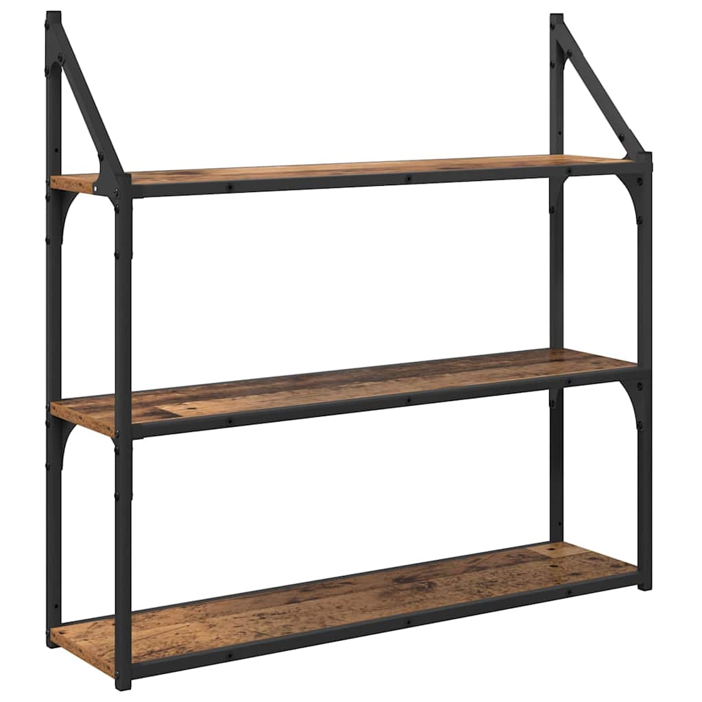 vidaXL Półka ścienna z półką Stare drewno 80 x 21 x 78,5 cm