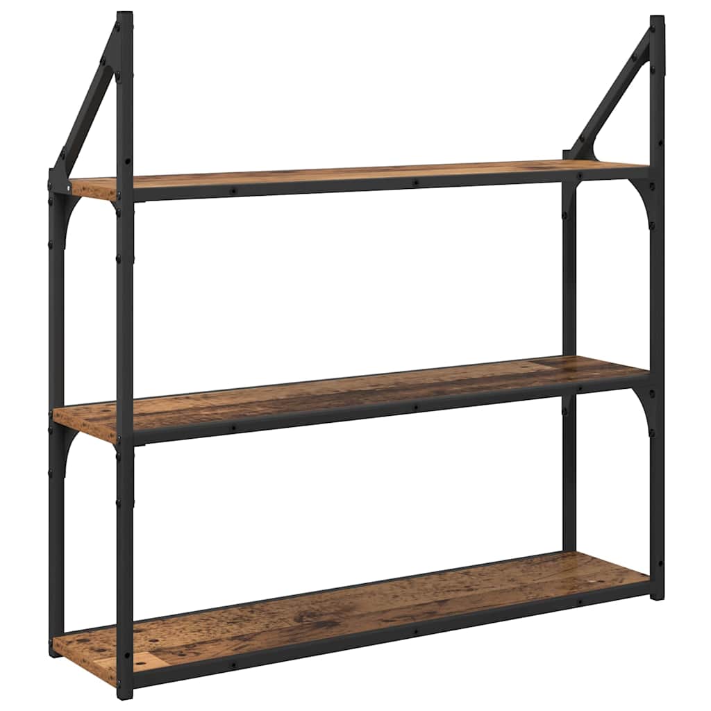 vidaXL Półka ścienna z półką Stare drewno 80 x 21 x 78,5 cm