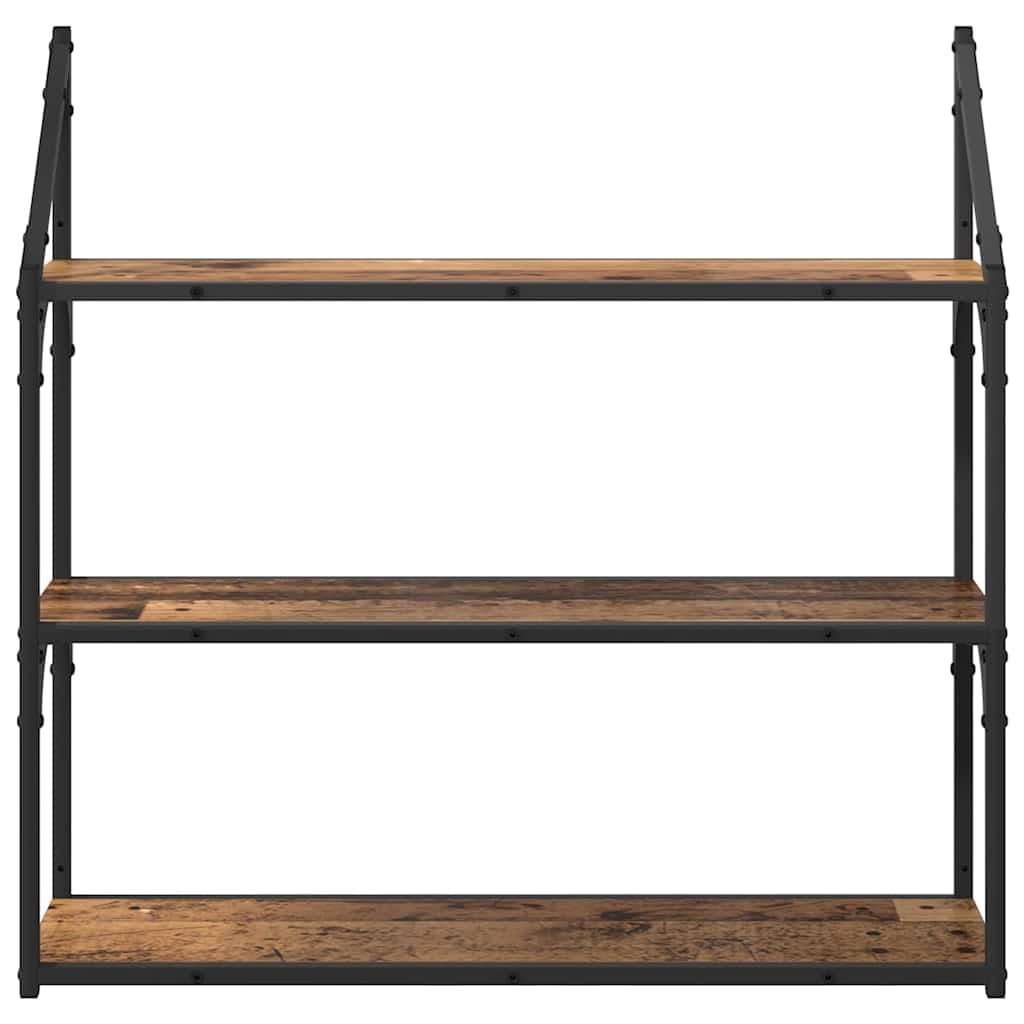vidaXL Półka ścienna z półką Stare drewno 80 x 21 x 78,5 cm