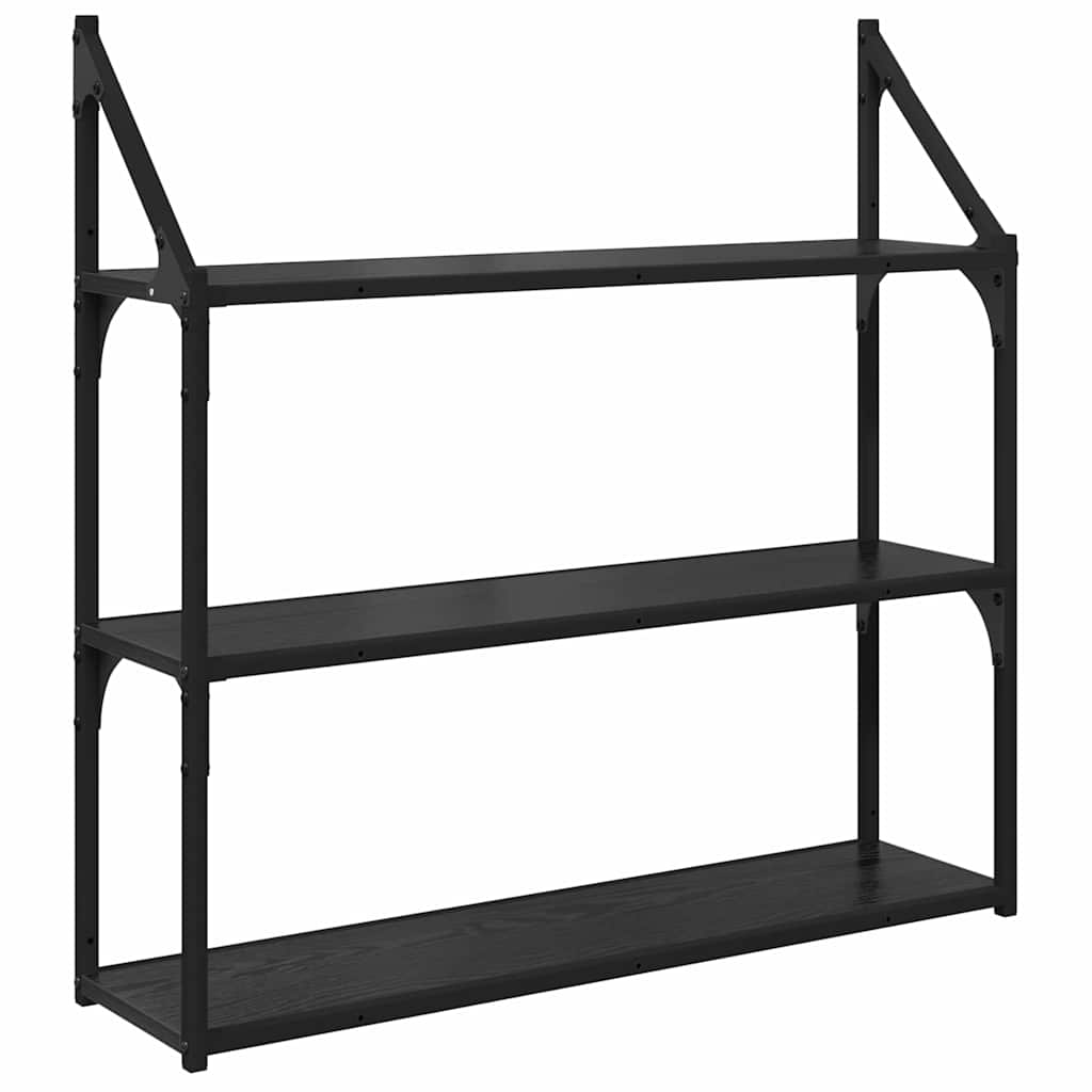 vidaXL Półka ścienna z półką Czarny Dąb 80 x 21 x 78,5 cm