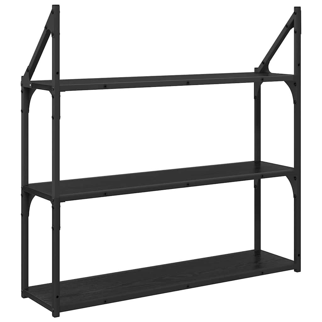 vidaXL Półka ścienna z półką Czarny Dąb 80 x 21 x 78,5 cm