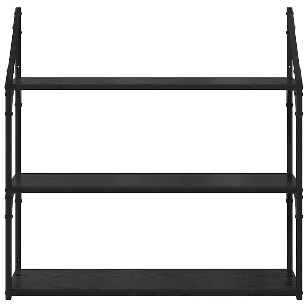 vidaXL Półka ścienna z półką Czarny Dąb 80 x 21 x 78,5 cm