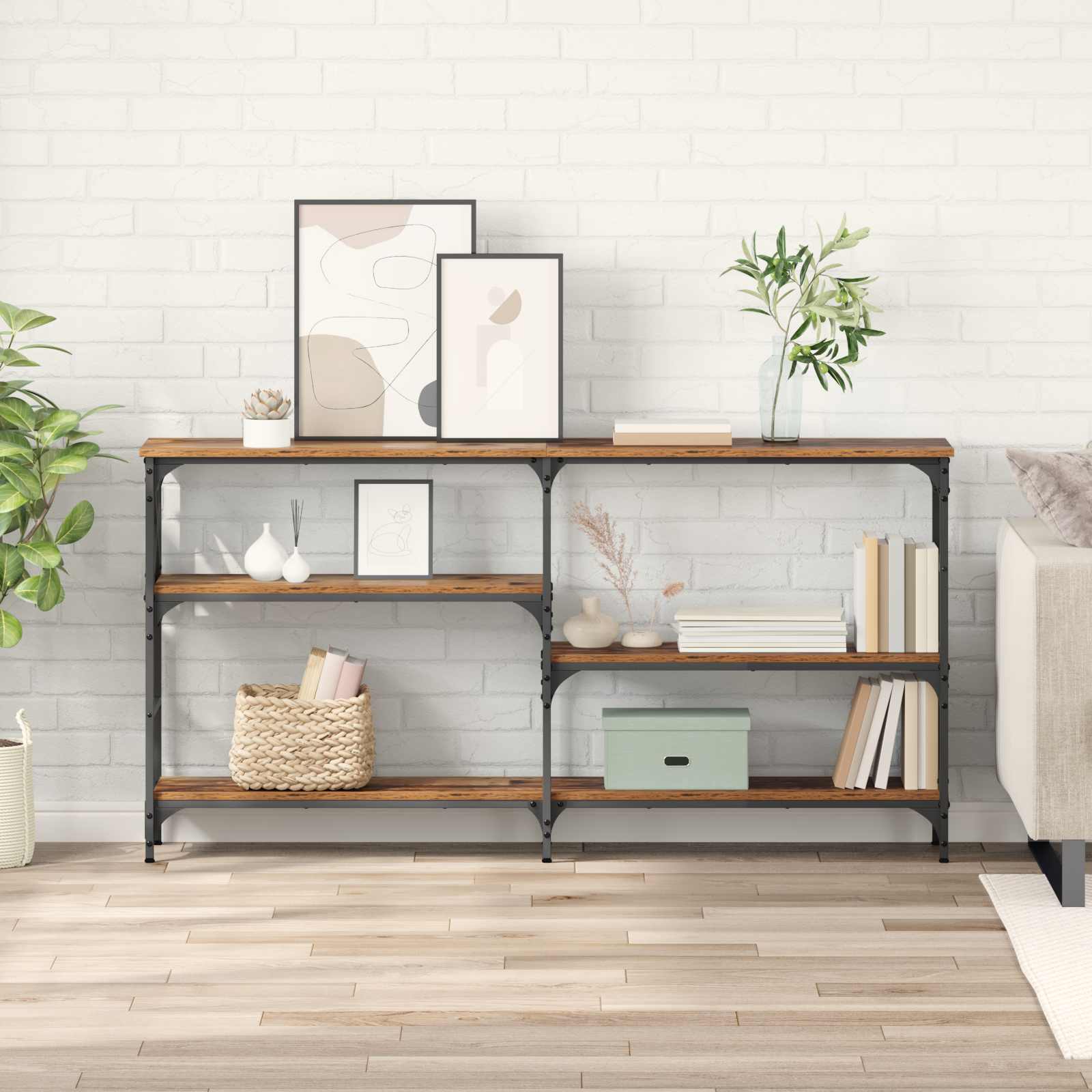 vidaXL Konsola Stare drewno 150 x 29 x 76,5 cm Materiał drewnopochodny