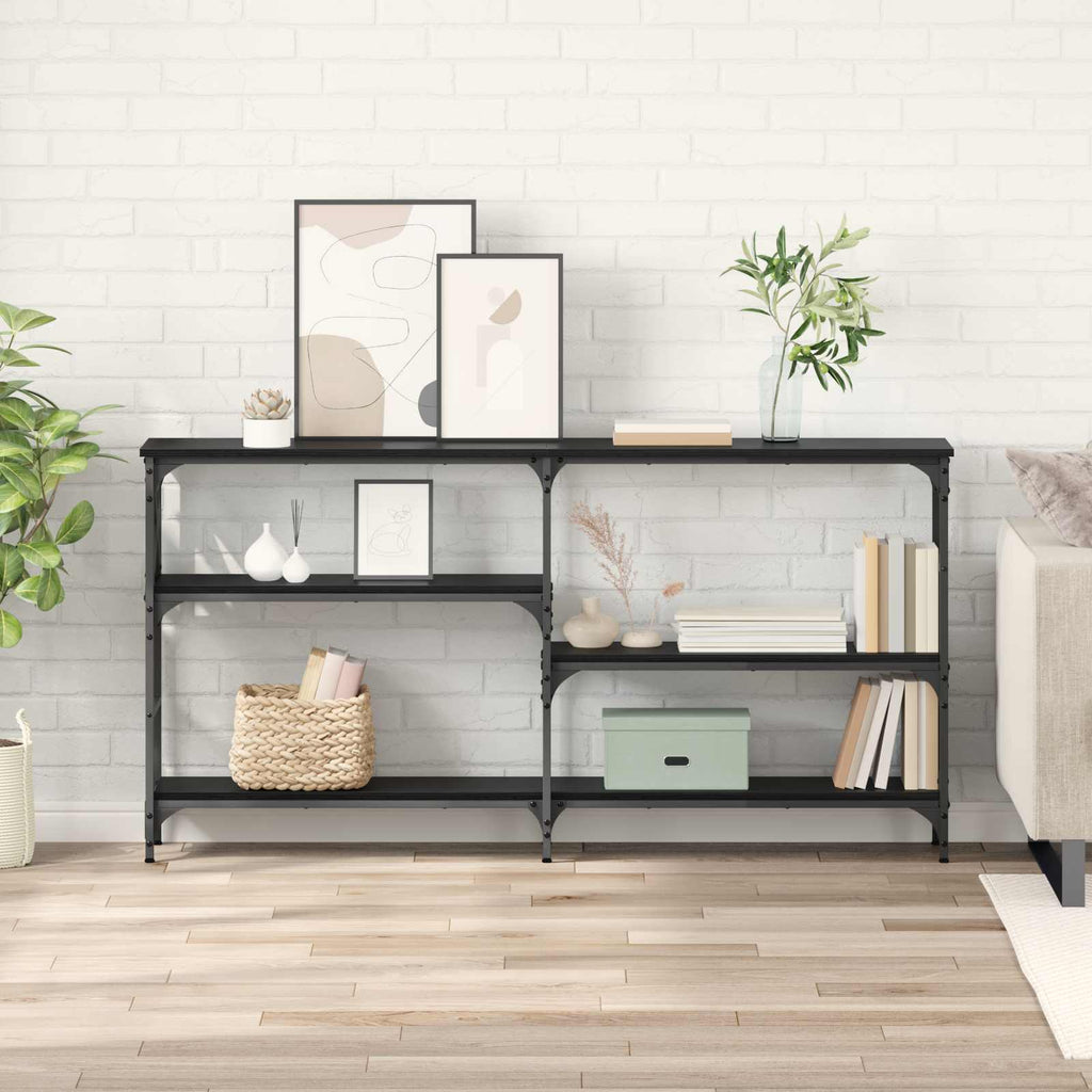 vidaXL Konsola Czarny Dąb 150 x 29 x 76,5 cm Materiał drewnopochodny
