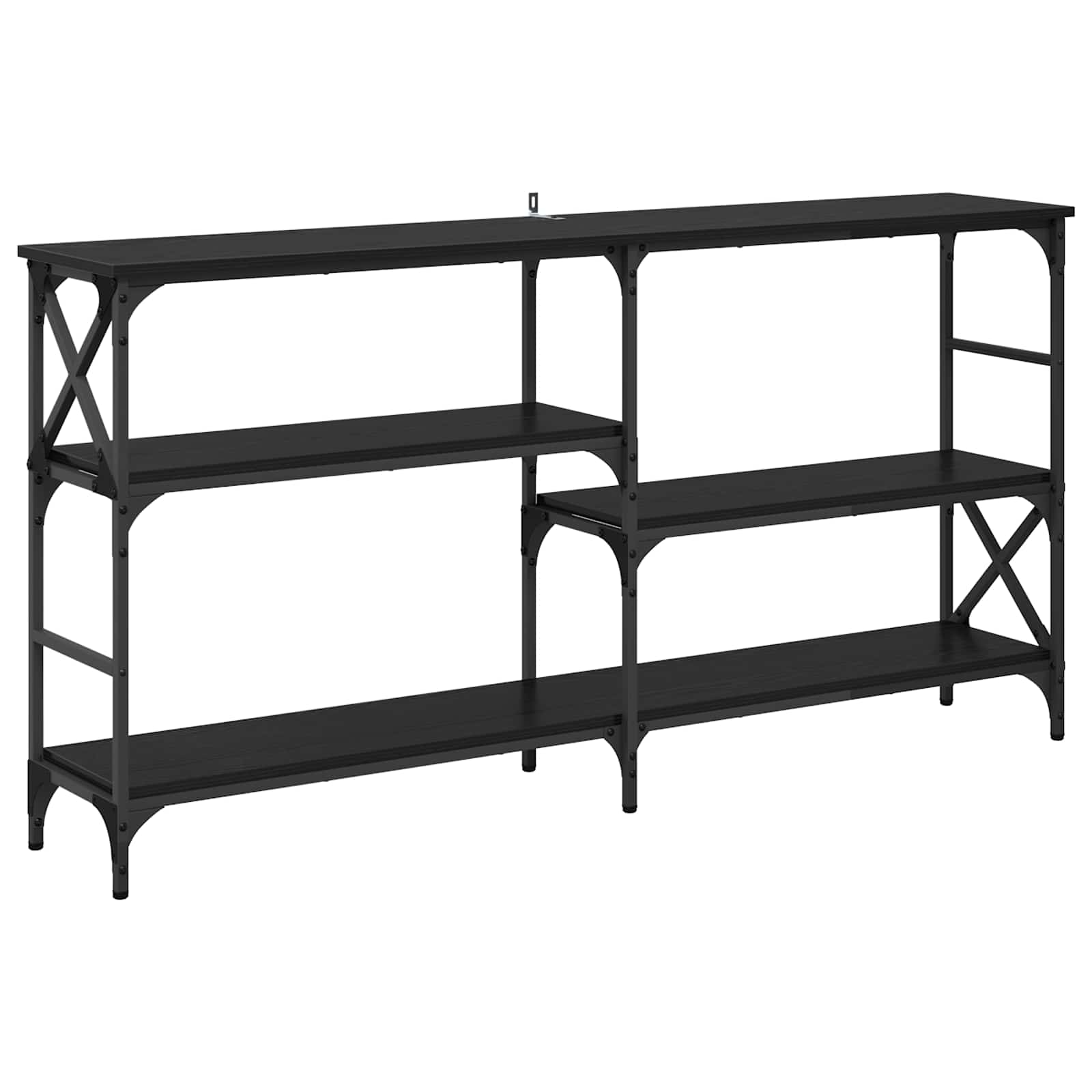 vidaXL Konsola Czarny Dąb 150 x 29 x 76,5 cm Materiał drewnopochodny