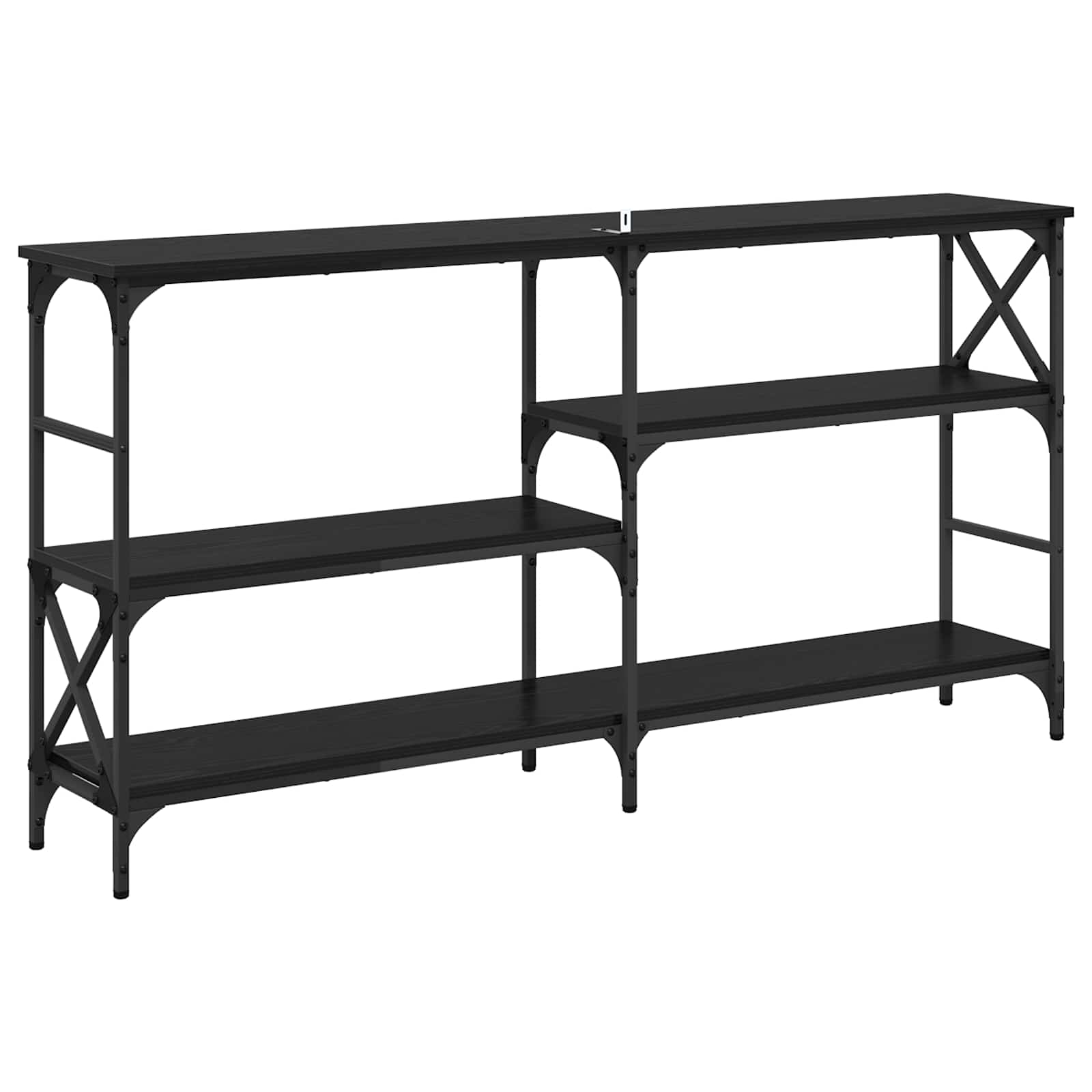 vidaXL Konsola Czarny Dąb 150 x 29 x 76,5 cm Materiał drewnopochodny
