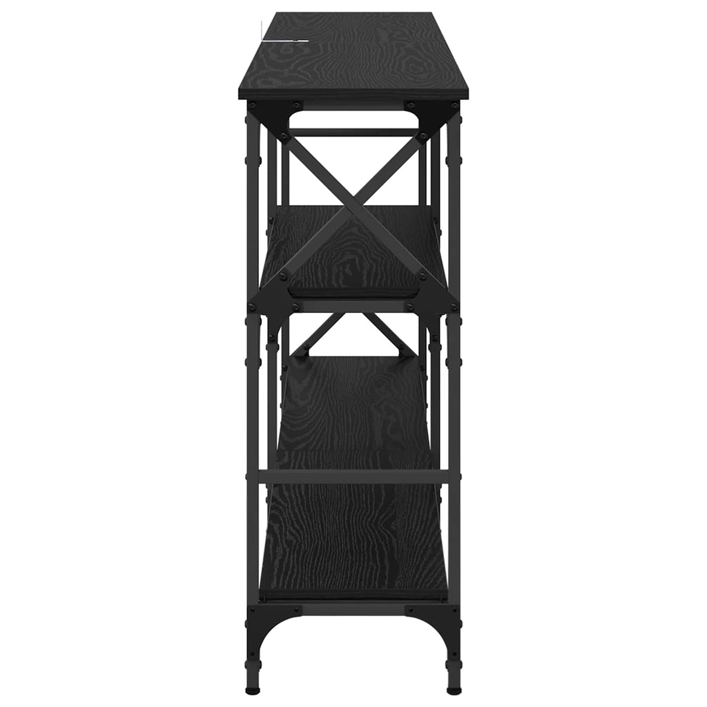 vidaXL Konsola Czarny Dąb 150 x 29 x 76,5 cm Materiał drewnopochodny