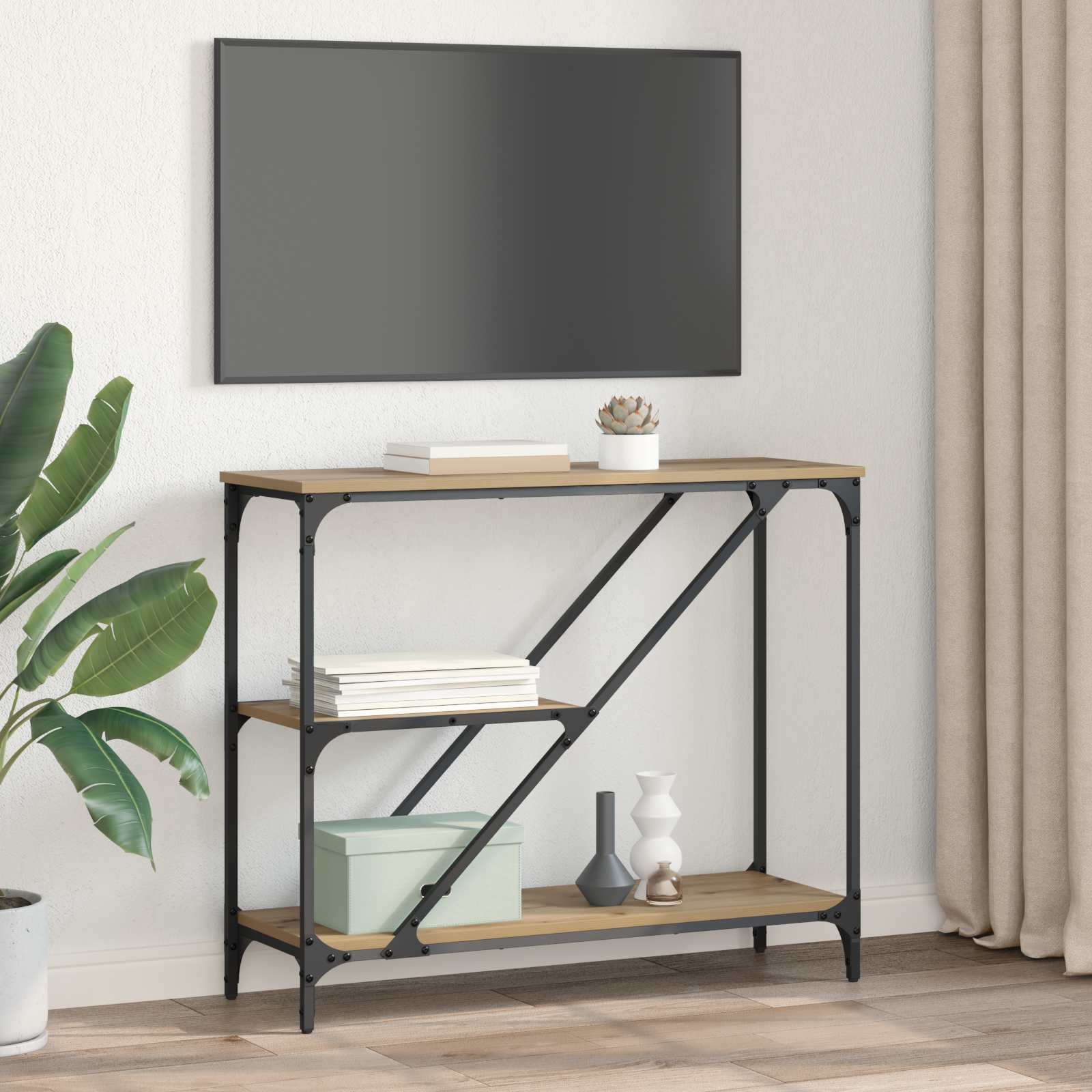 vidaXL Konsola Dąb rzemieślniczy 88,5 x 30 x 75 cm