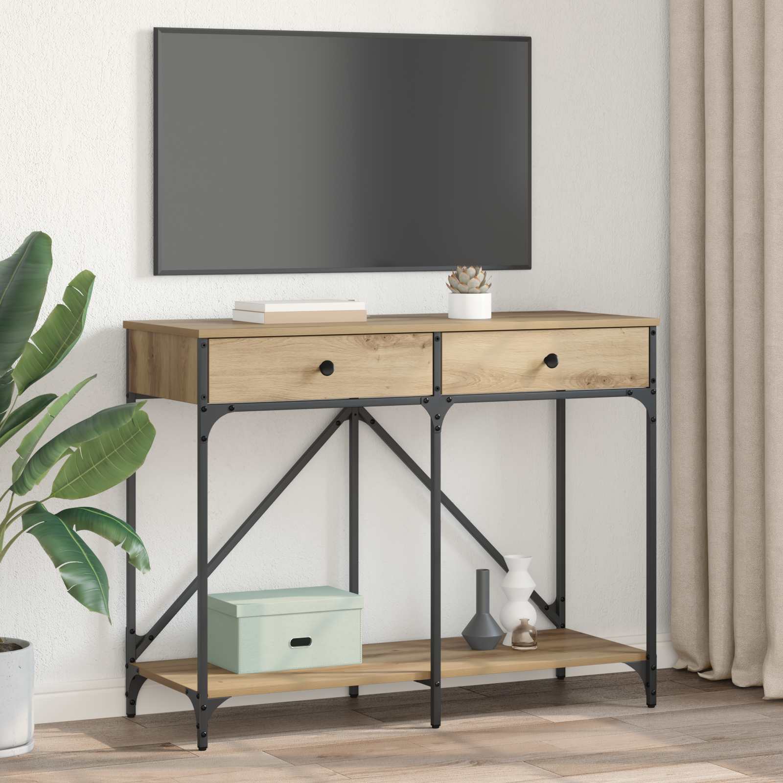 vidaXL Konsola z szufladą Dąb rzemieślniczy 100 x 39 x 78,5 cm