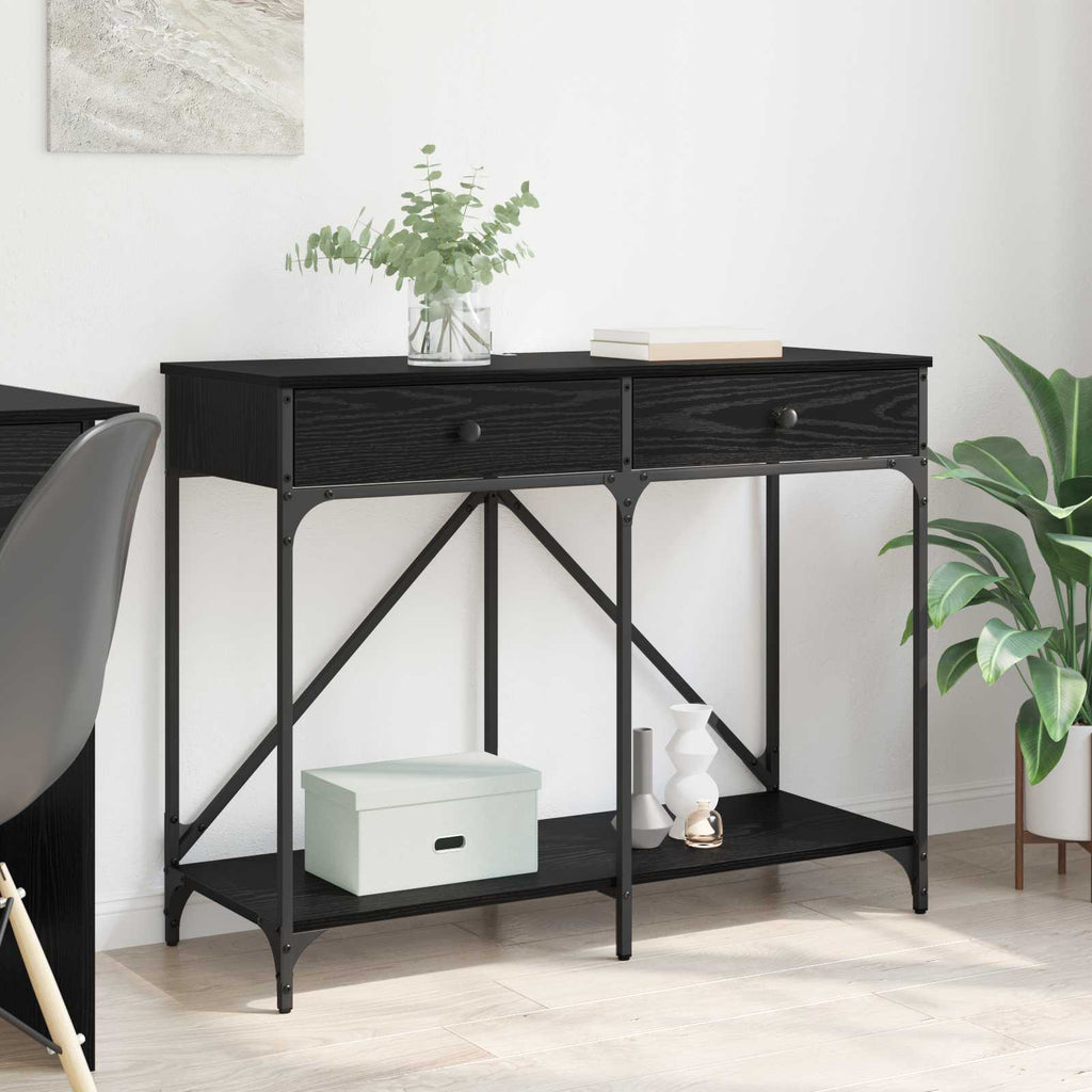 vidaXL Konsola Czarny Dąb 100 x 39 x 78,5 cm Materiał drewnopochodny