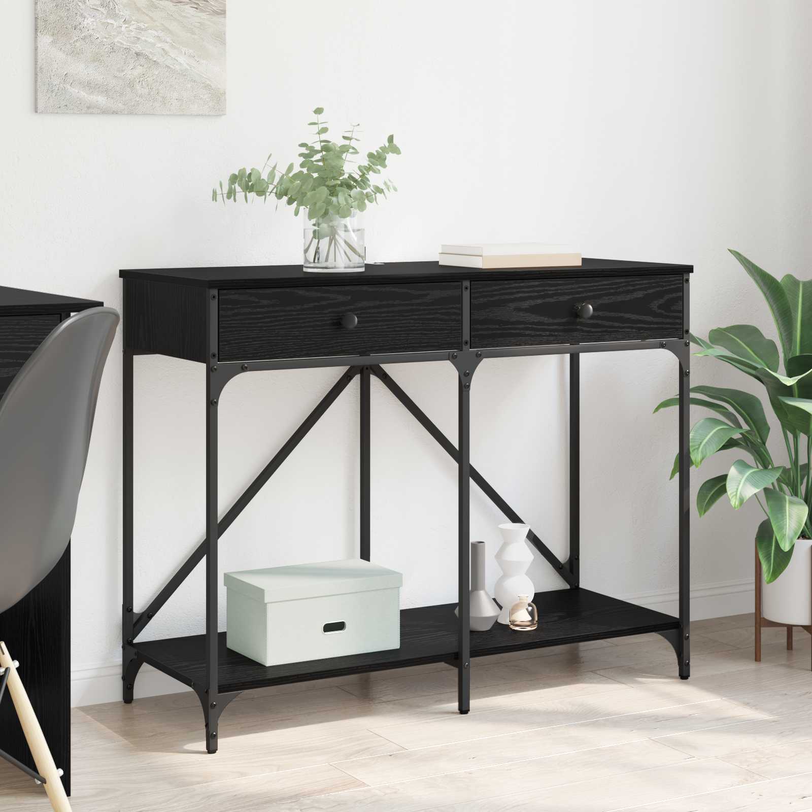 vidaXL Konsola Czarny Dąb 100 x 39 x 78,5 cm Materiał drewnopochodny