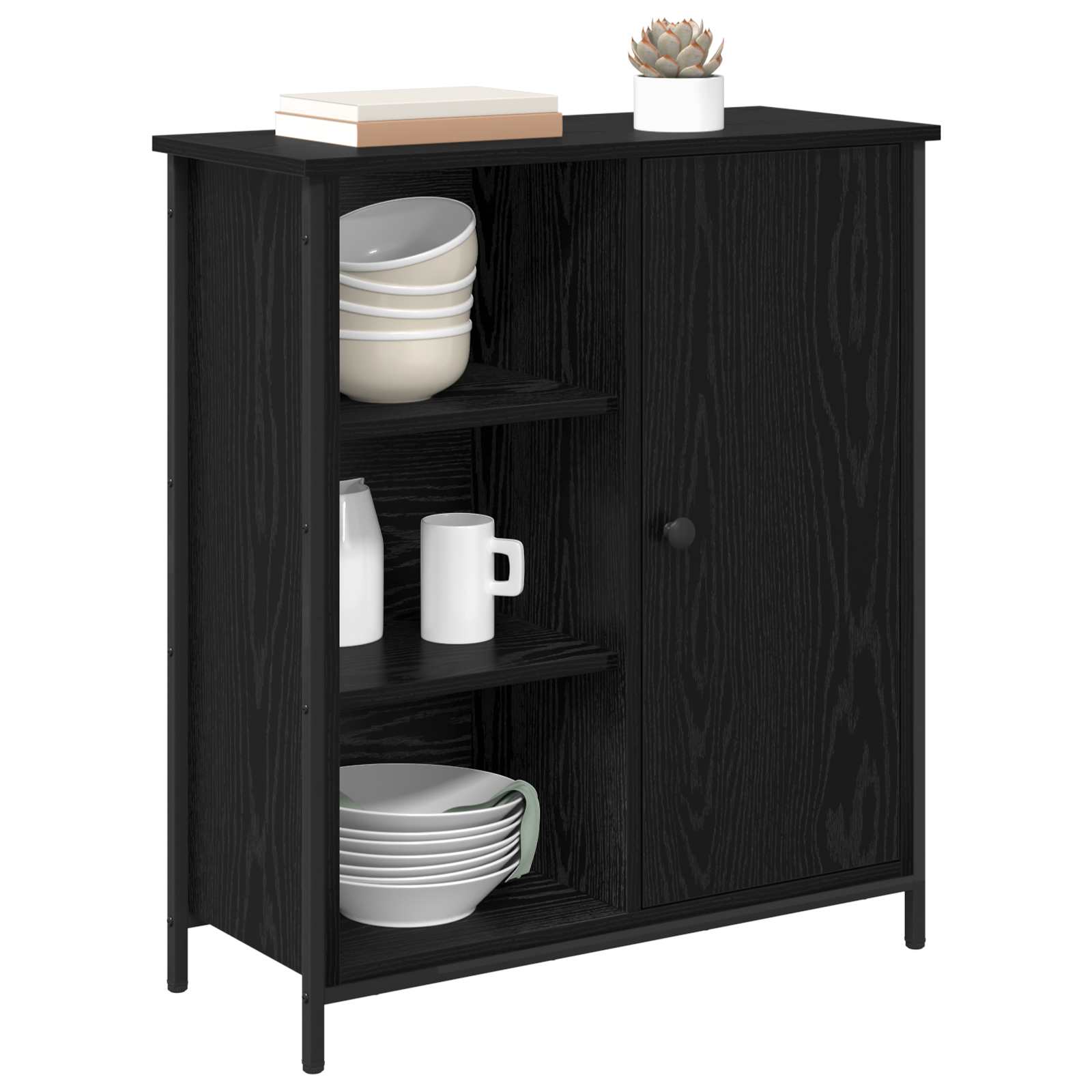 vidaXL Bufet Czarny Dąb 70 x 30 x 80 cm Materiał drewnopochodny