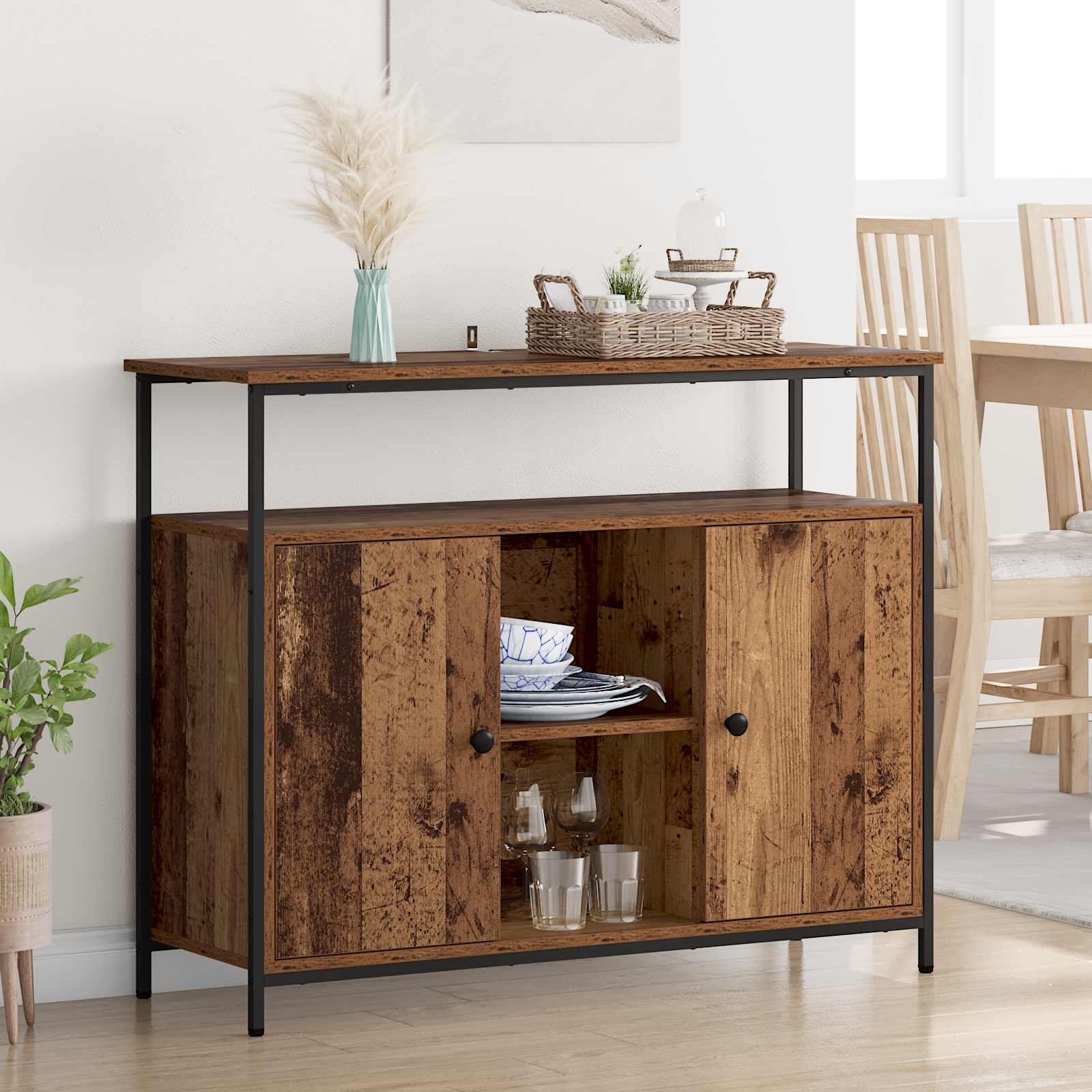 vidaXL Bufet Stare drewno 100 x 35 x 80 cm Materiał drewnopochodny