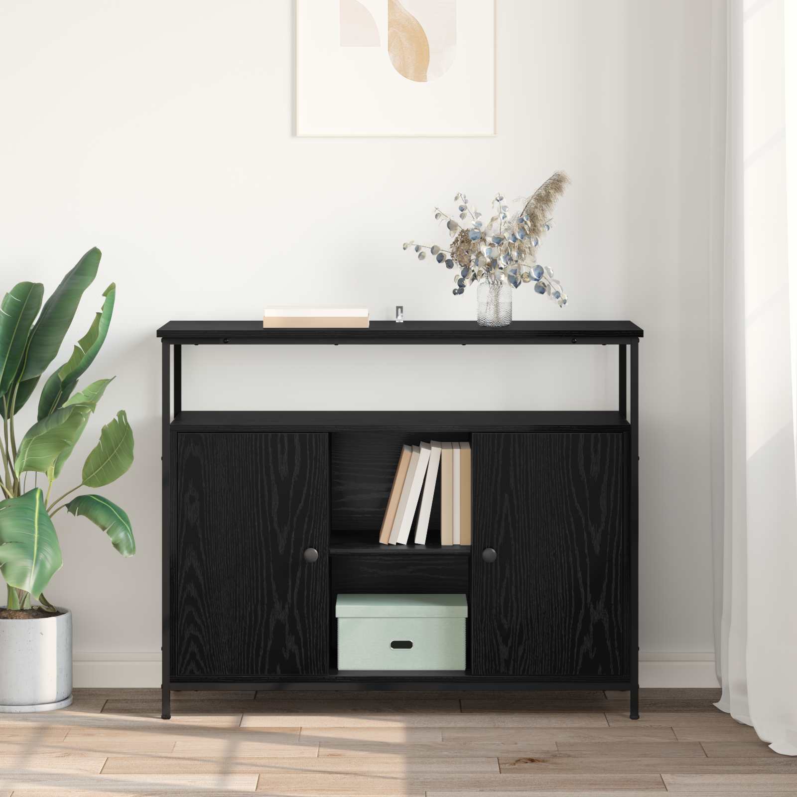 vidaXL Bufet Czarny Dąb 100 x 35 x 80 cm Materiał drewnopochodny