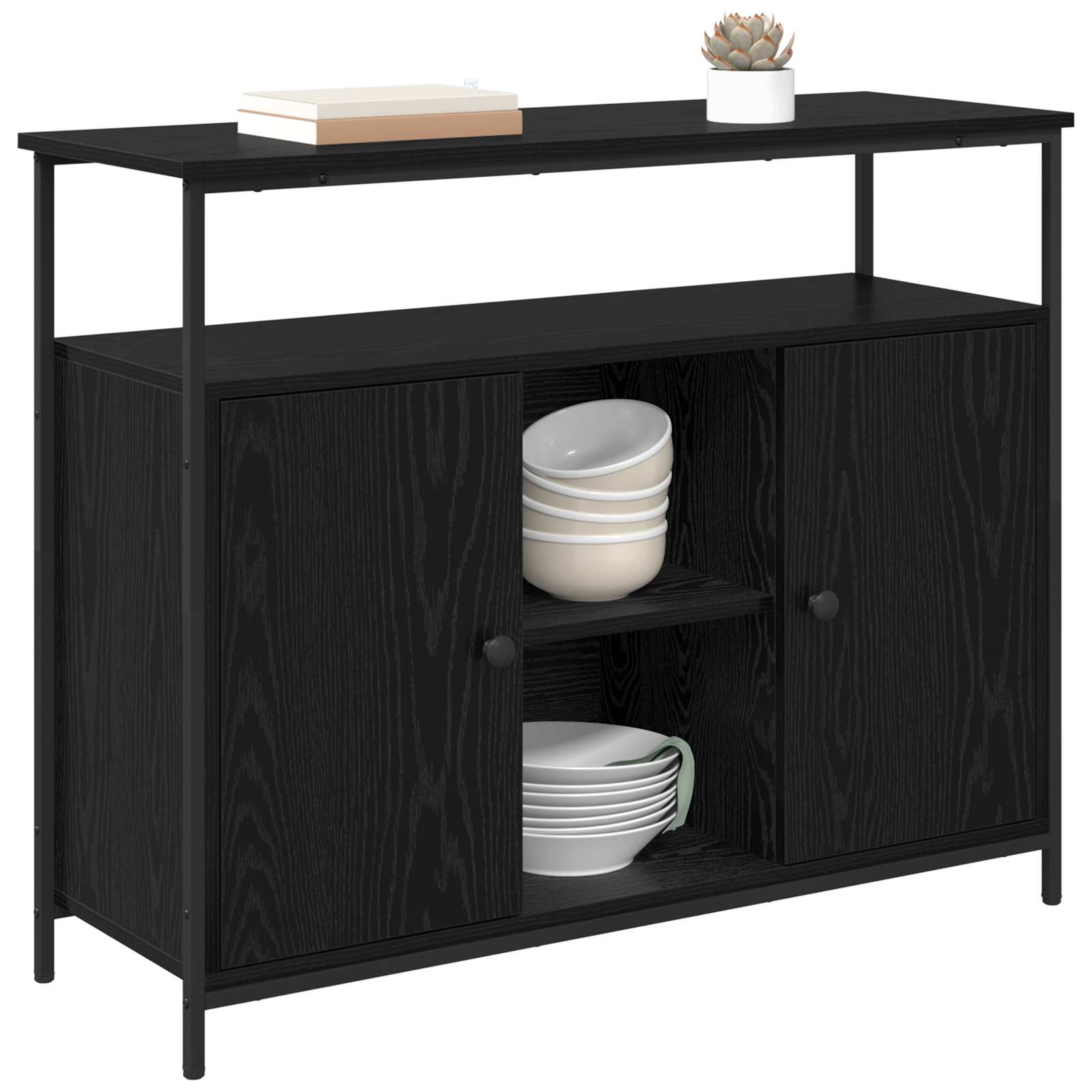 vidaXL Bufet Czarny Dąb 100 x 35 x 80 cm Materiał drewnopochodny