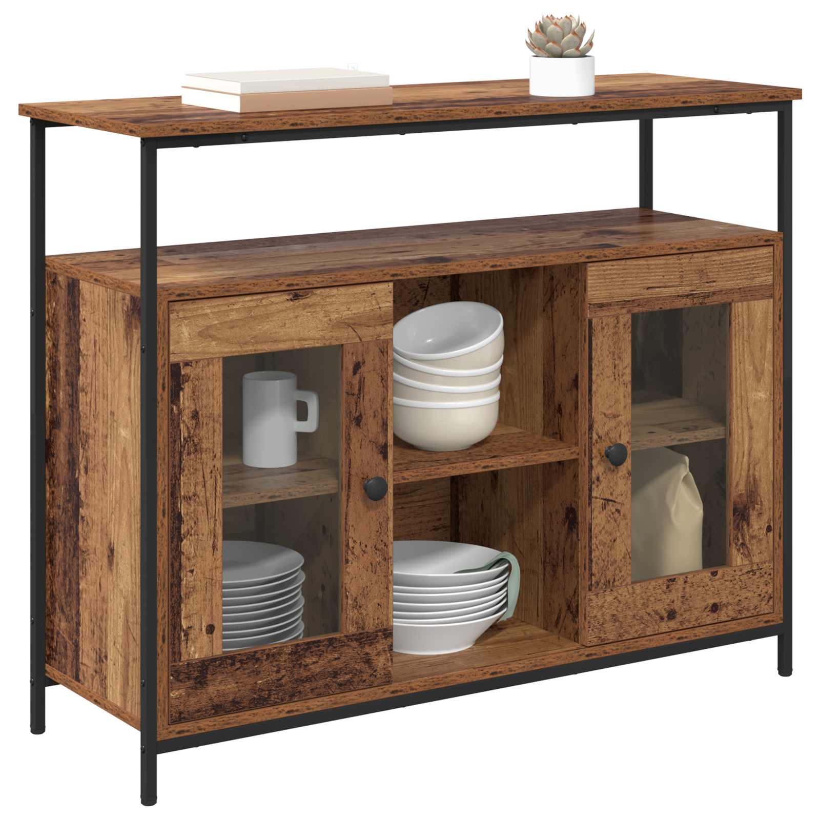 vidaXL Bufet Stare drewno 100 x 35 x 80 cm Materiał drewnopochodny