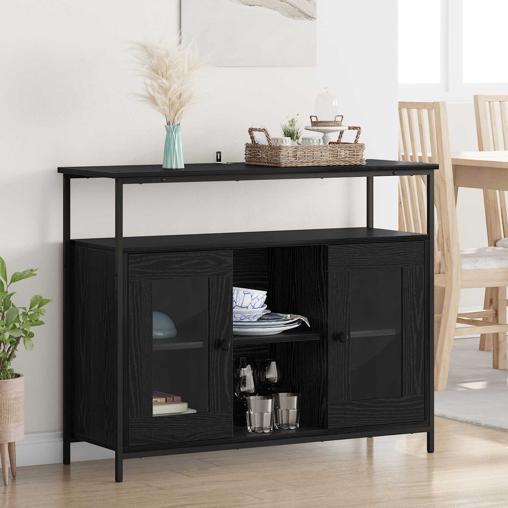 vidaXL Bufet Czarny Dąb 100 x 35 x 80 cm Materiał drewnopochodny