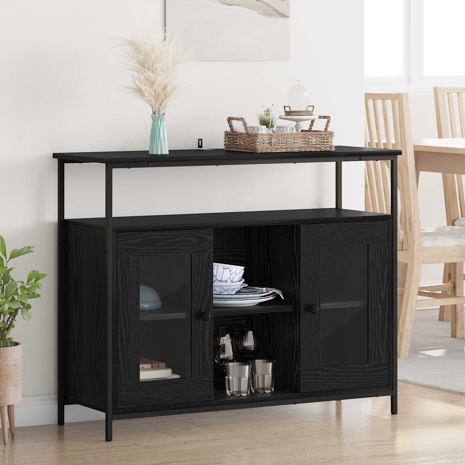 vidaXL Bufet Czarny Dąb 100 x 35 x 80 cm Materiał drewnopochodny