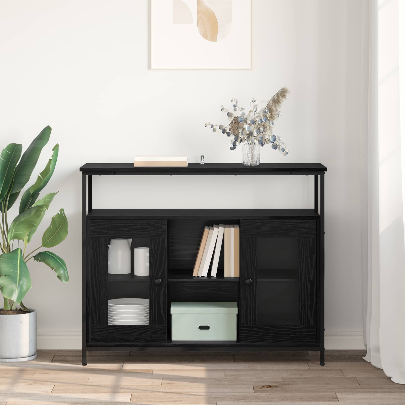 vidaXL Bufet Czarny Dąb 100 x 35 x 80 cm Materiał drewnopochodny