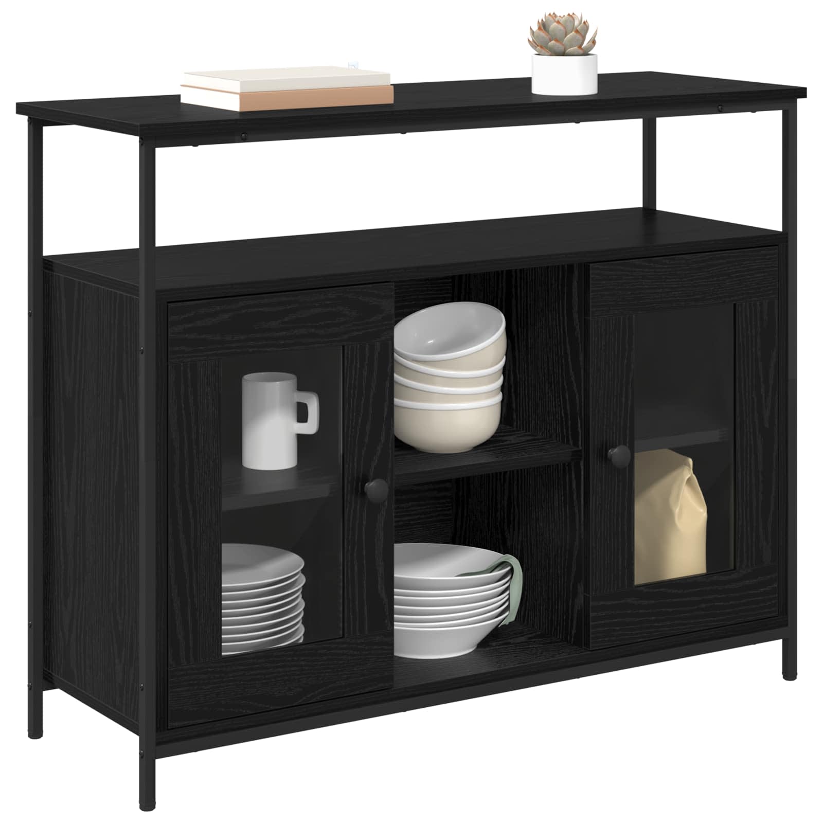 vidaXL Bufet Czarny Dąb 100 x 35 x 80 cm Materiał drewnopochodny