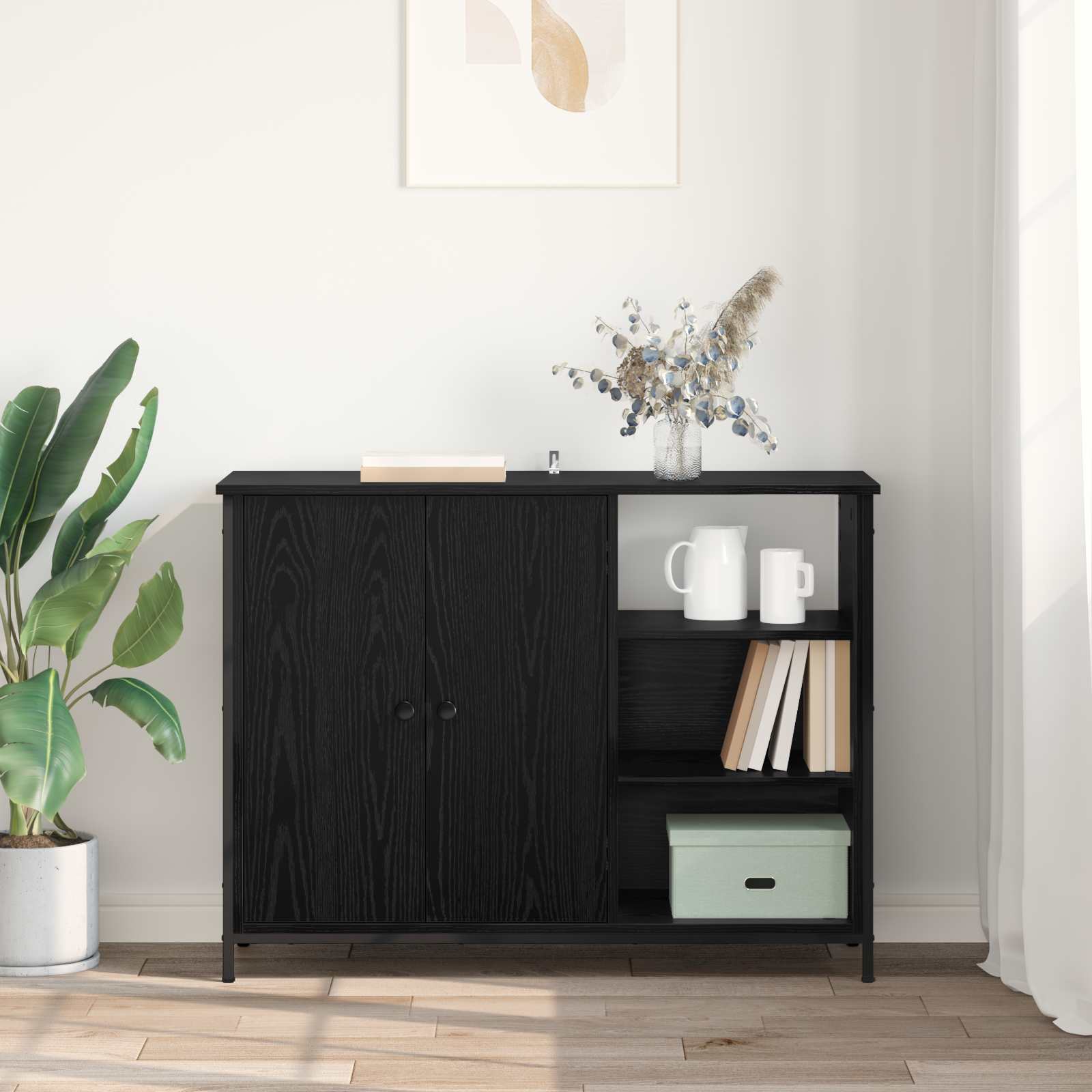 vidaXL Bufet Czarny Dąb 100 x 33 x 75 cm Materiał drewnopochodny
