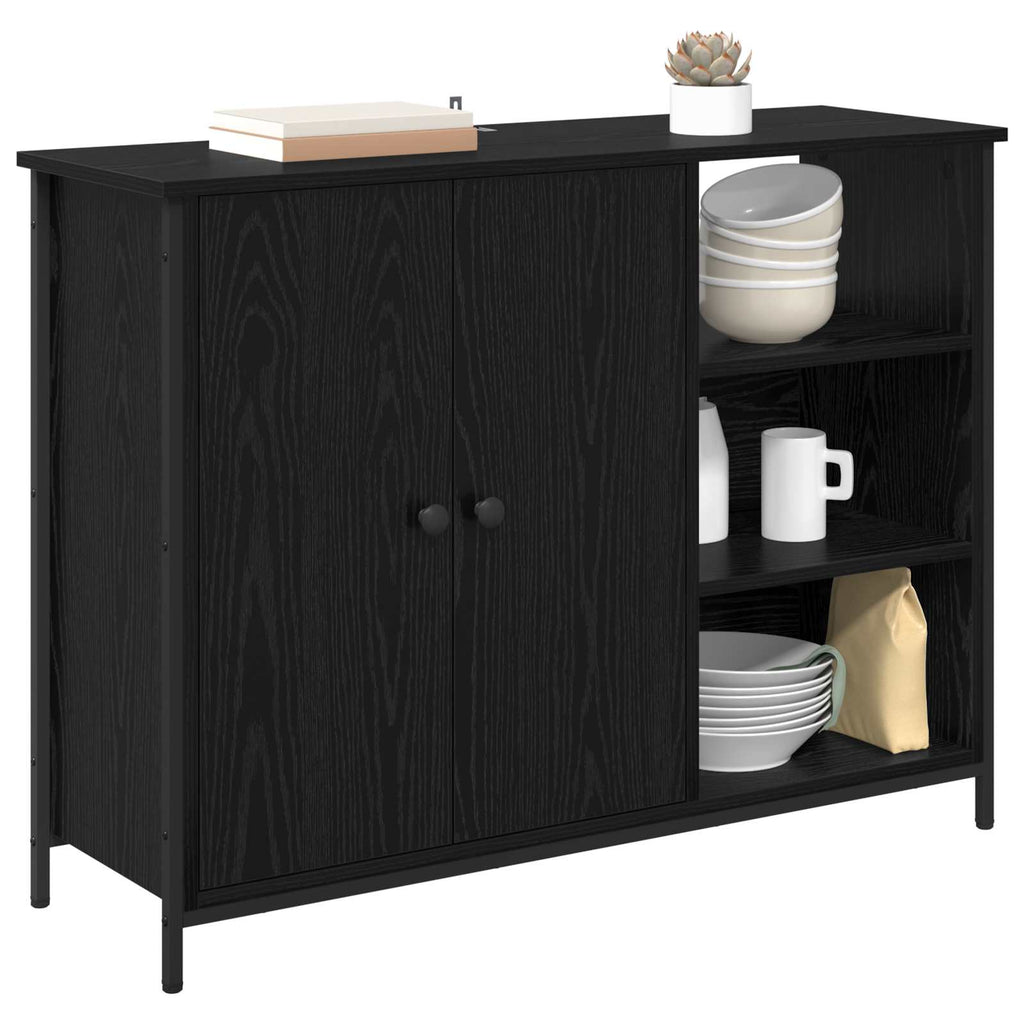 vidaXL Bufet Czarny Dąb 100 x 33 x 75 cm Materiał drewnopochodny