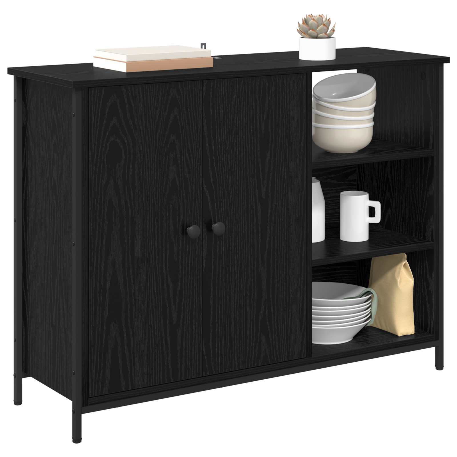 vidaXL Bufet Czarny Dąb 100 x 33 x 75 cm Materiał drewnopochodny