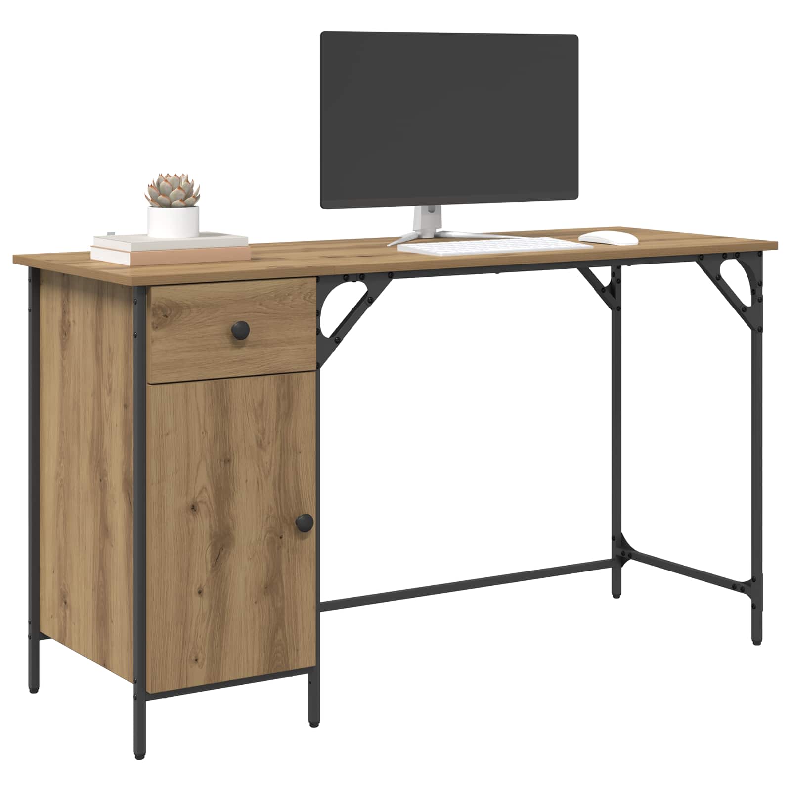 vidaXL Biurko komputerowe Dąb rzemieślniczy 131 x 48 x 75 cm