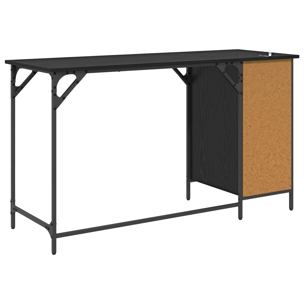vidaXL Biurko komputerowe z szufladą Czarny Dąb 131 x 48 x 75 cm