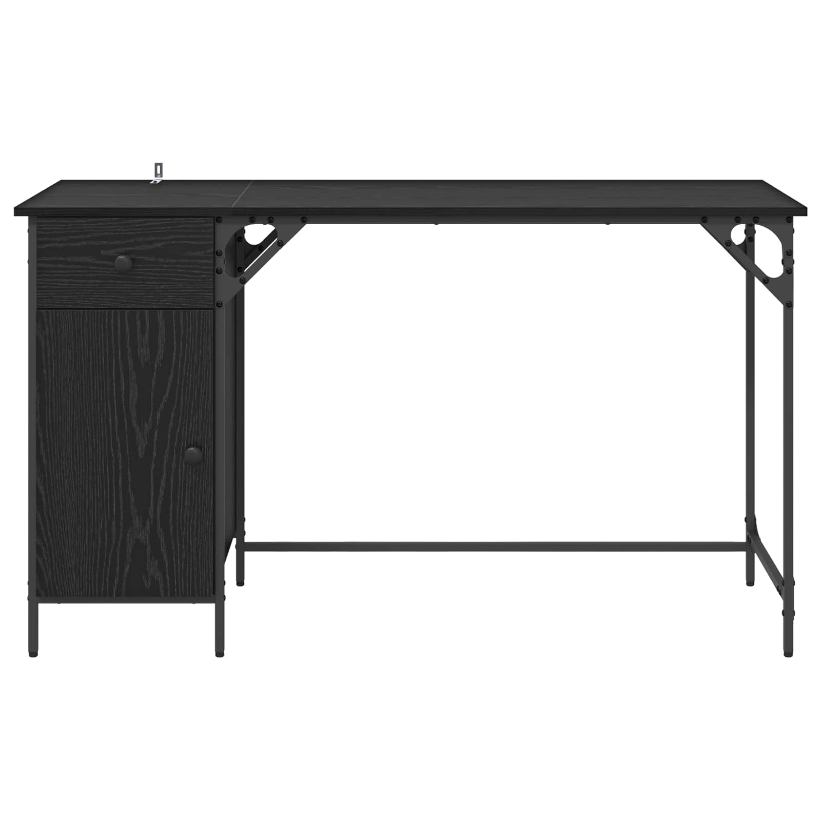vidaXL Biurko komputerowe z szufladą Czarny Dąb 131 x 48 x 75 cm
