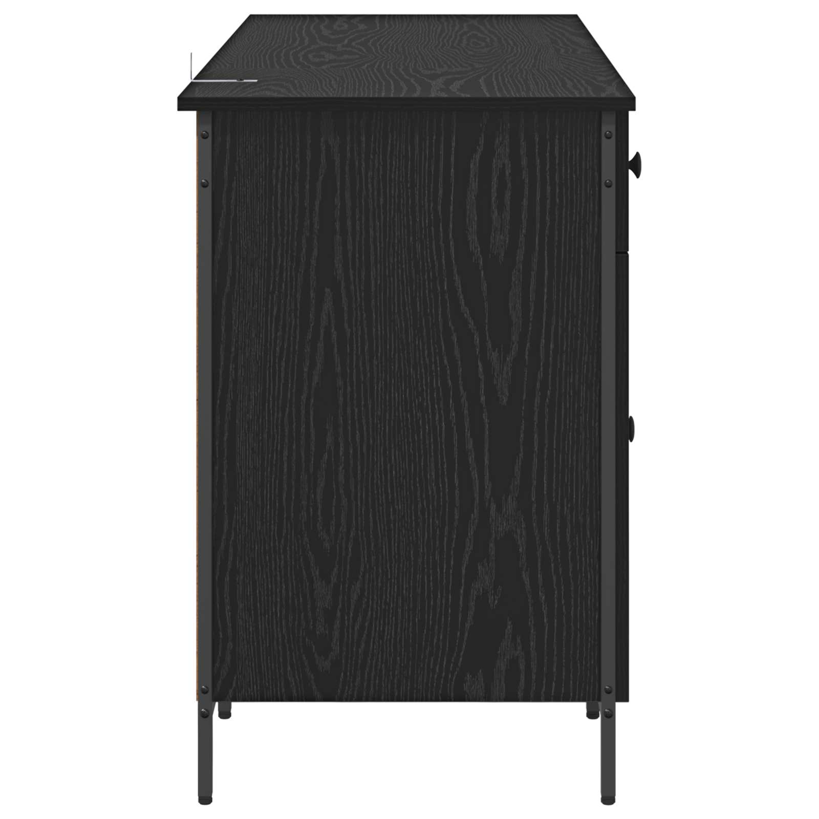 vidaXL Biurko komputerowe z szufladą Czarny Dąb 131 x 48 x 75 cm