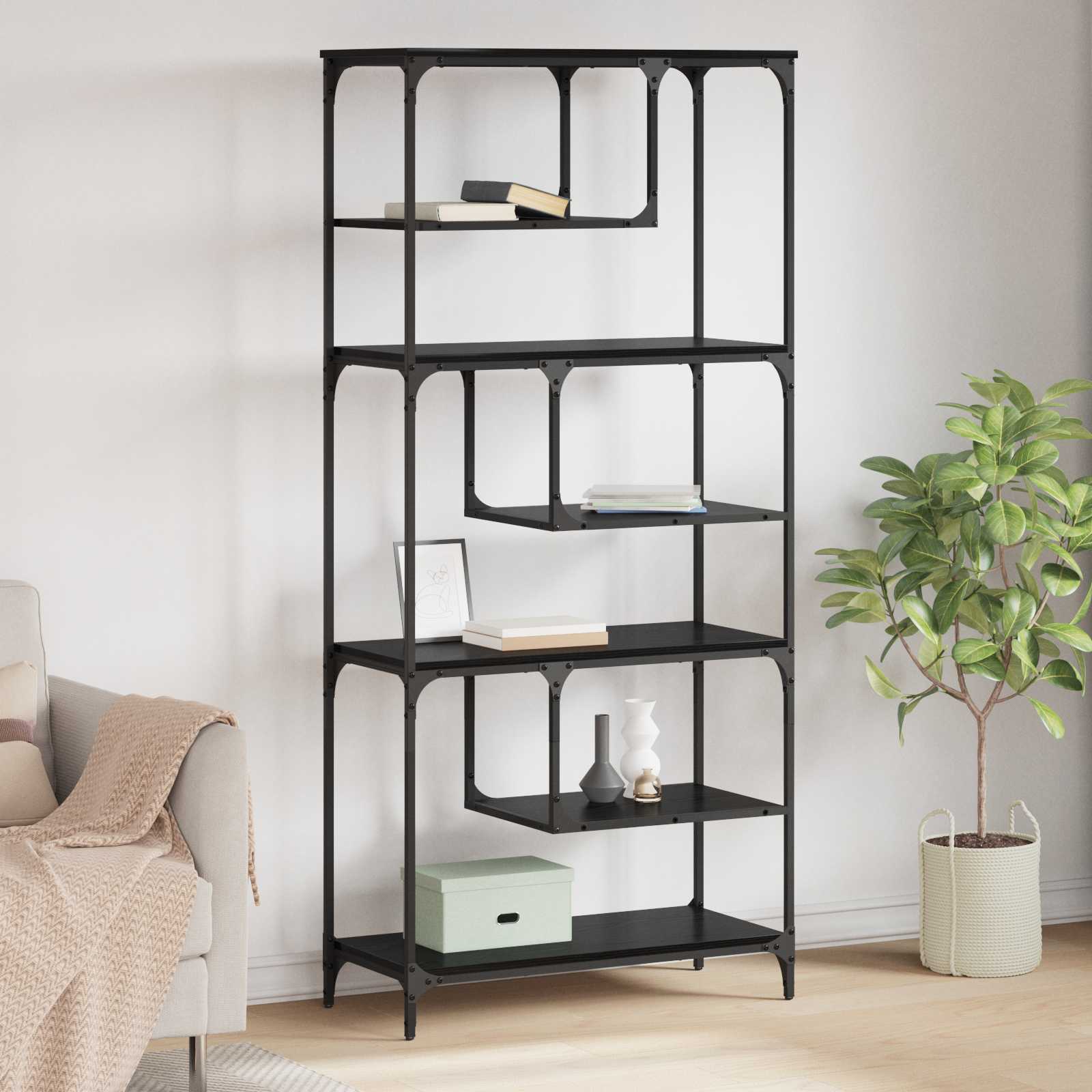 vidaXL Półka na książki Czarny dąb 81 x 36 x 176 cm