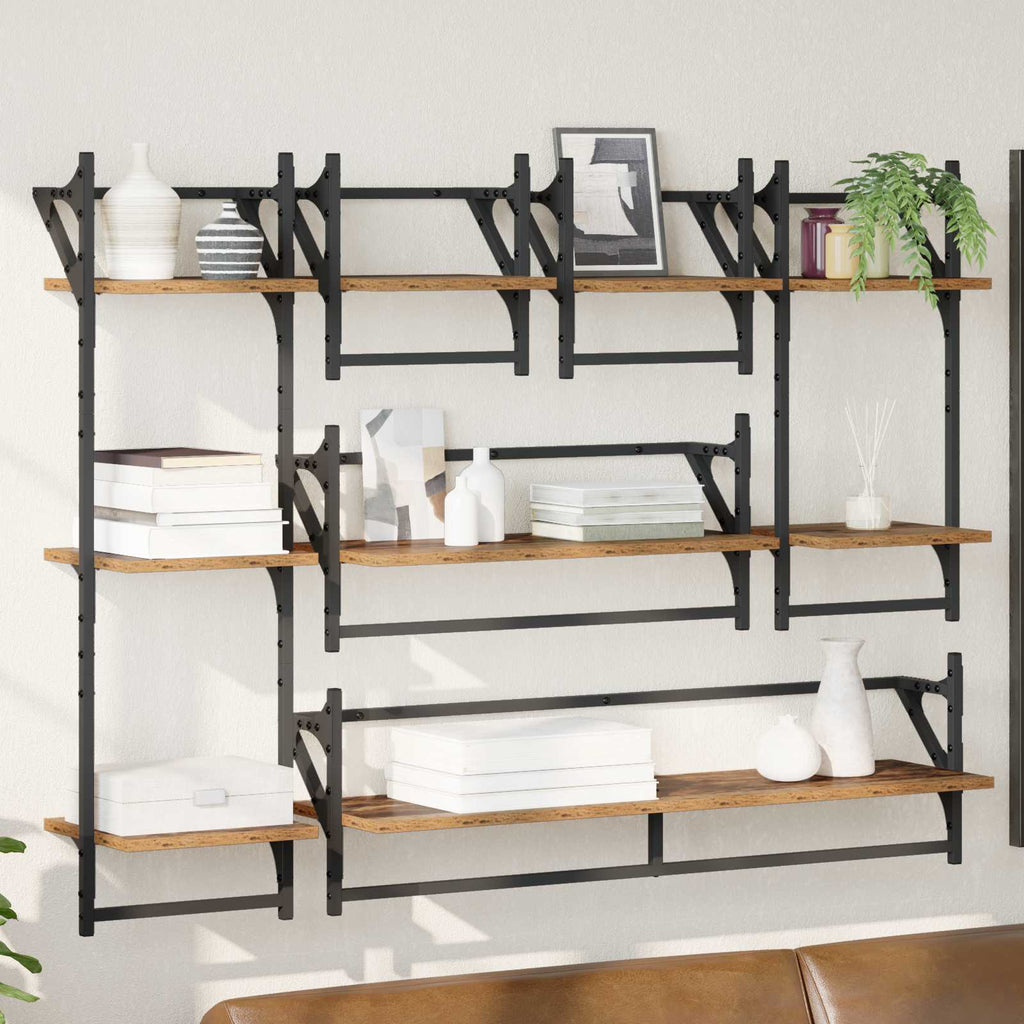 vidaXL Zestaw półek ściennych 6 pcs Stare drewno 100 x 25 x 30 cm