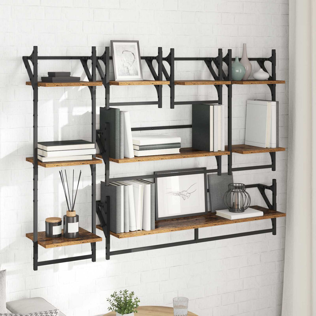 vidaXL Zestaw półek ściennych 6 pcs Stare drewno 100 x 25 x 30 cm