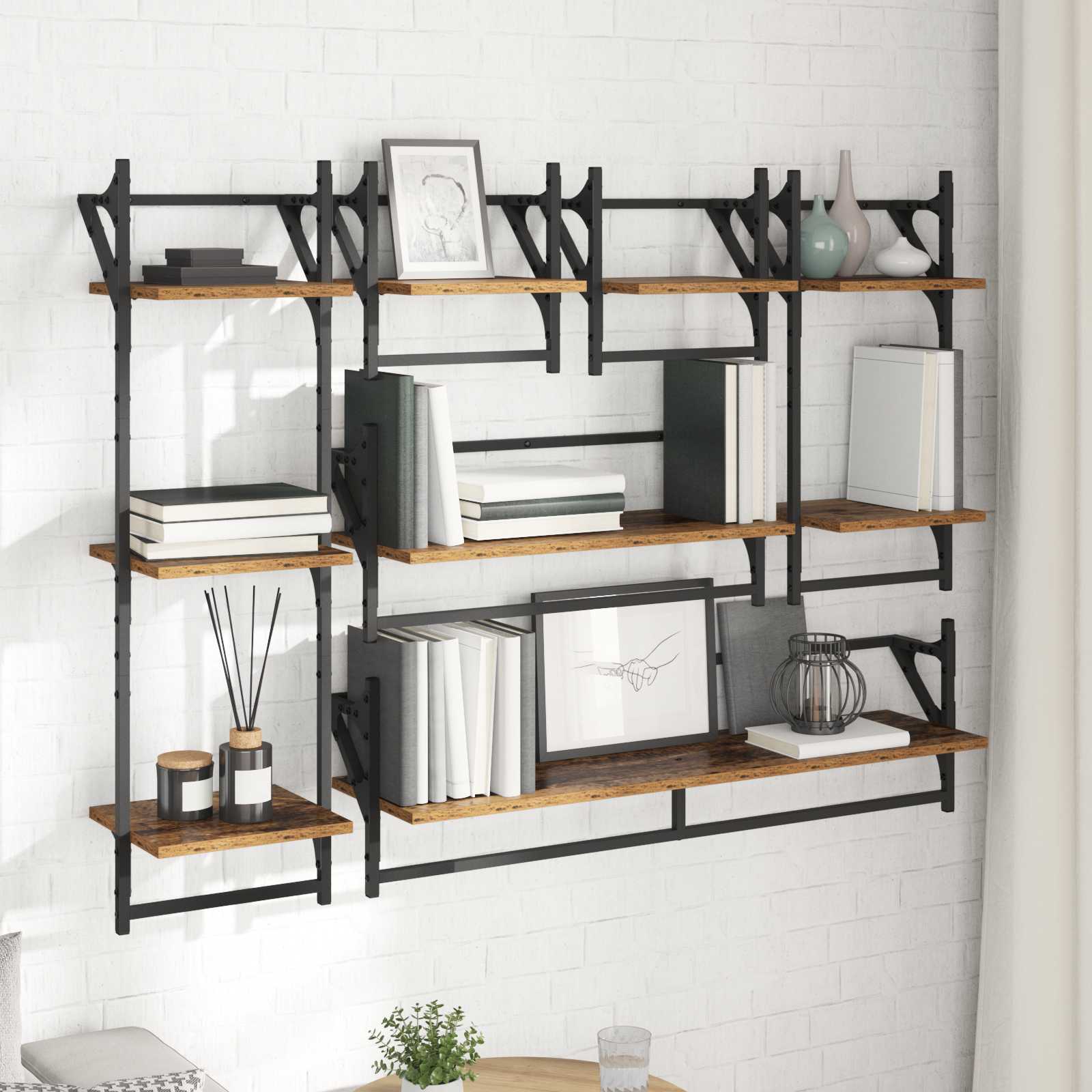 vidaXL Zestaw półek ściennych 6 pcs Stare drewno 100 x 25 x 30 cm