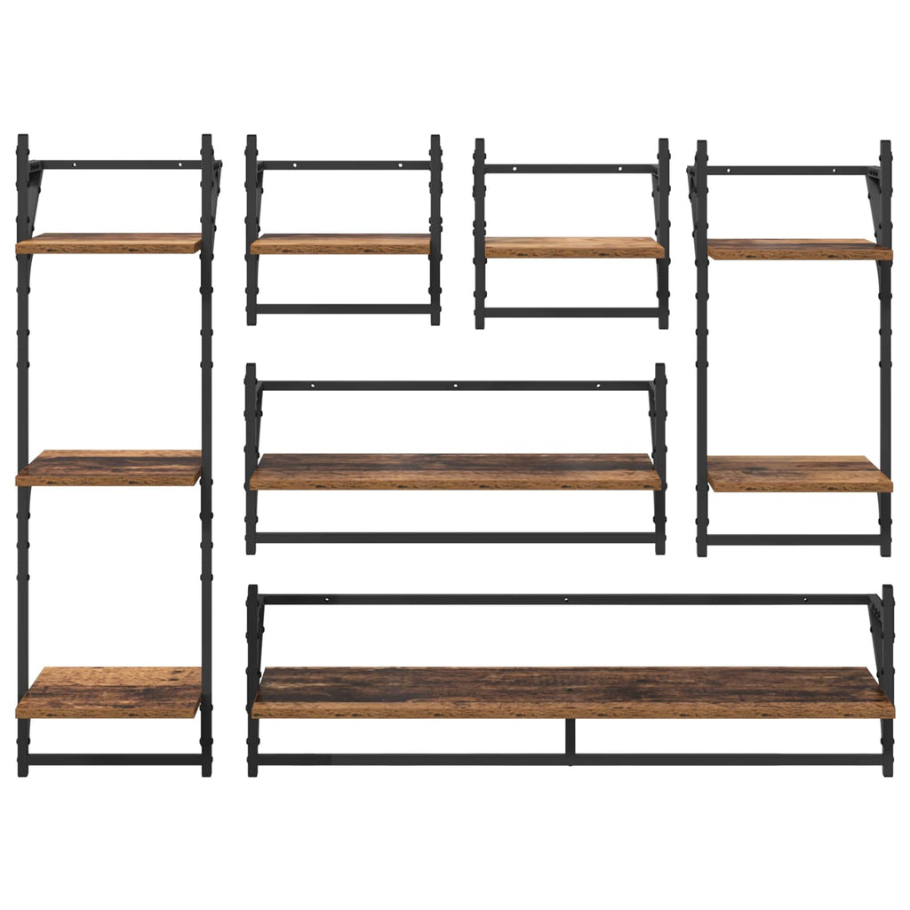 vidaXL Zestaw półek ściennych 6 pcs Stare drewno 100 x 25 x 30 cm