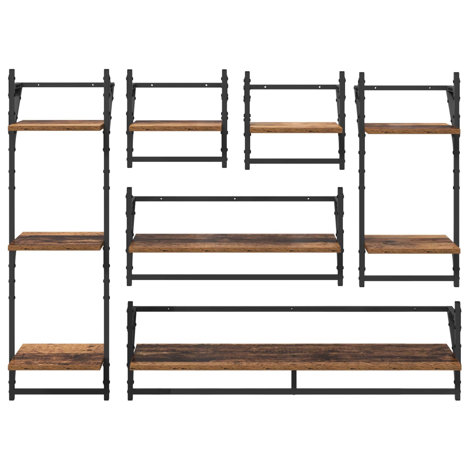 vidaXL Zestaw półek ściennych 6 pcs Stare drewno 100 x 25 x 30 cm
