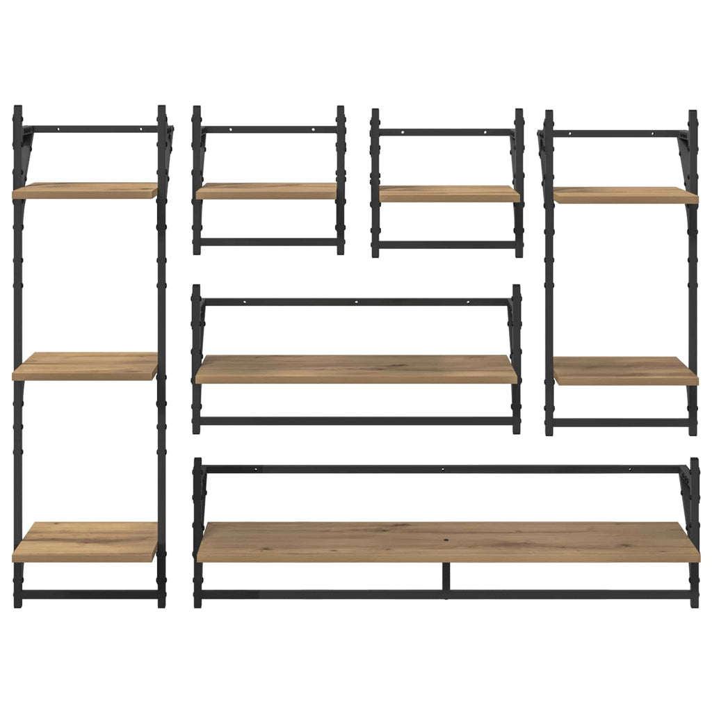 vidaXL Zestaw półek ściennych 6 pcs Dąb rzemieślniczy 100 x 25 x 30 cm