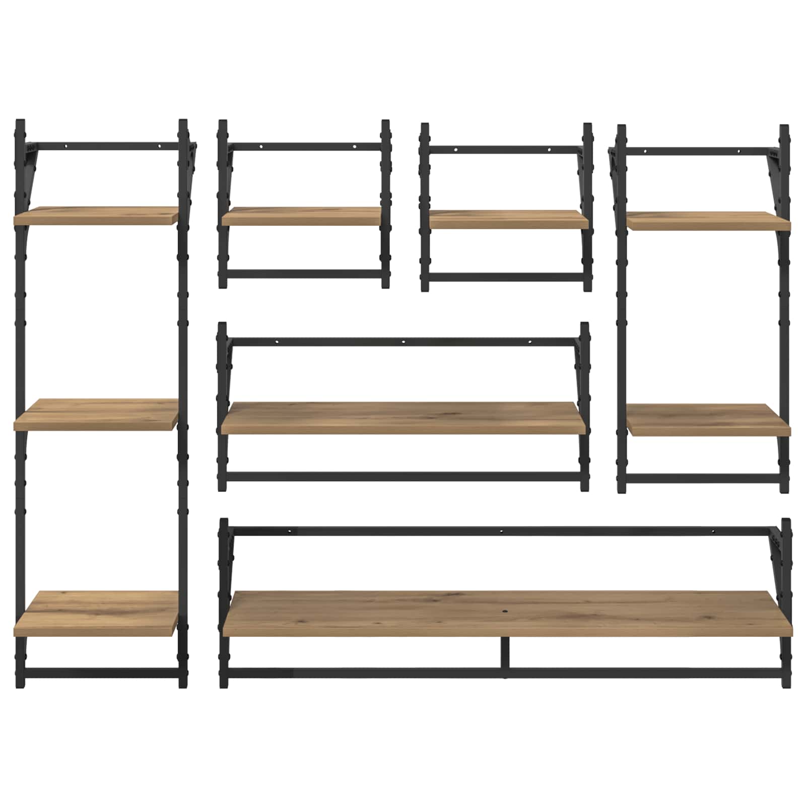 vidaXL Zestaw półek ściennych 6 pcs Dąb rzemieślniczy 100 x 25 x 30 cm