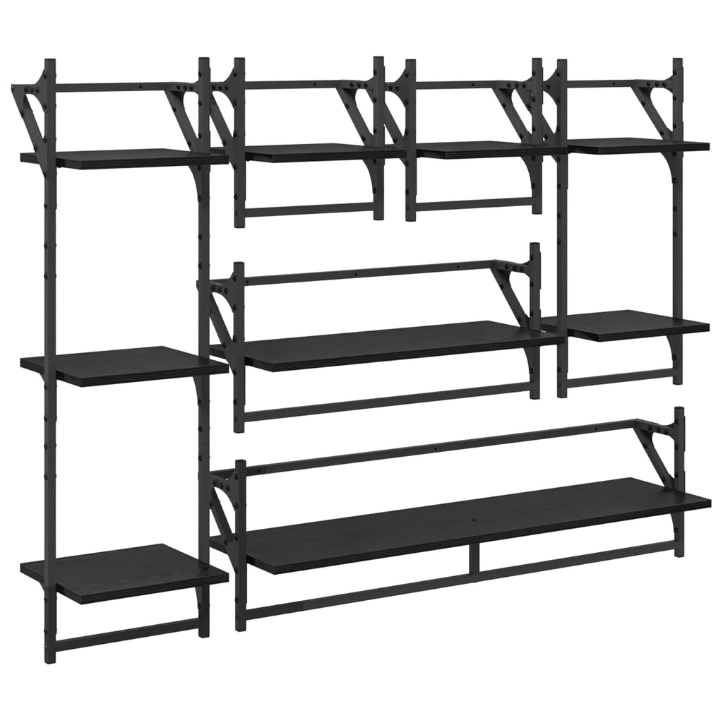 vidaXL Zestaw półek ściennych 6 pcs Czarny Dąb 100 x 25 x 30 cm