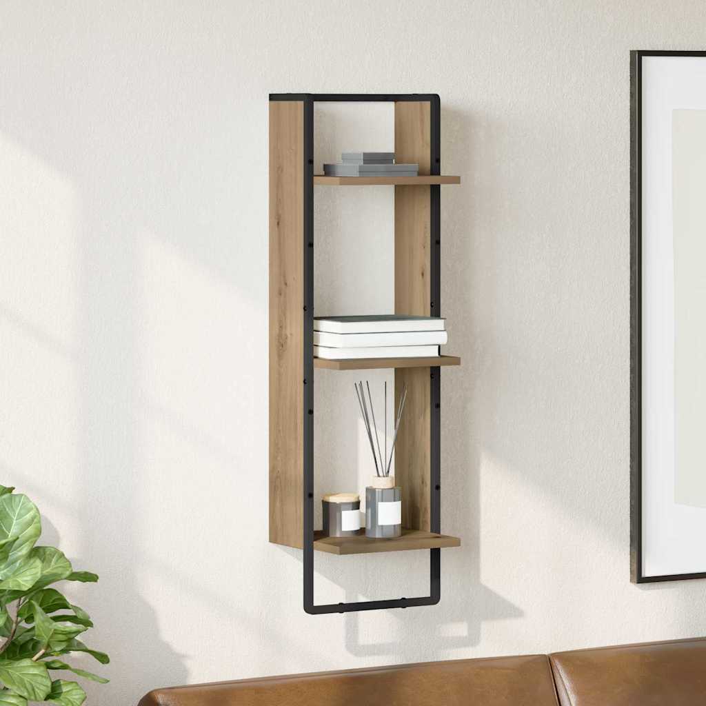 vidaXL Półka ścienna z półką Dąb rzemieślniczy 30 x 25 x 100 cm
