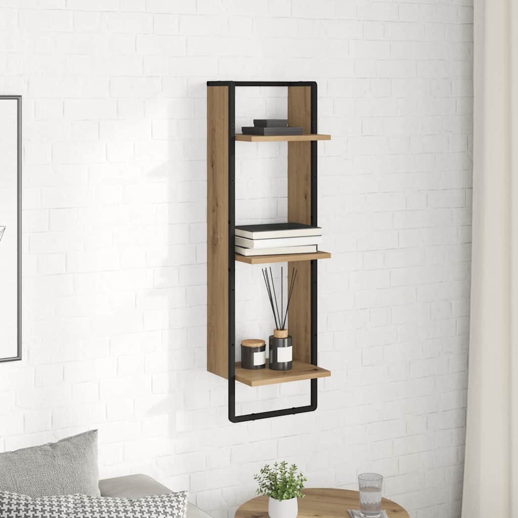 vidaXL Półka ścienna z półką Dąb rzemieślniczy 30 x 25 x 100 cm