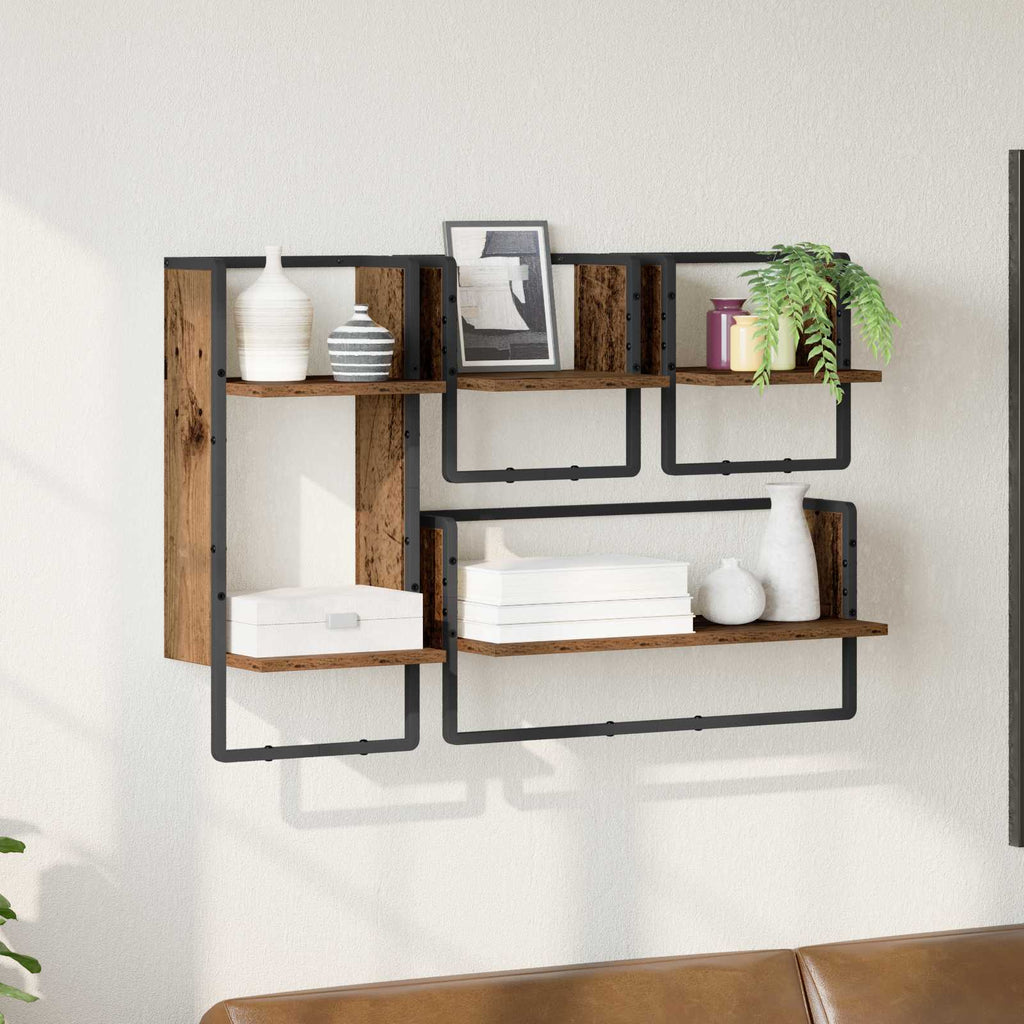 vidaXL Zestaw półek ściennych 4 pcs Stare drewno 65 x 25 x 30 cm