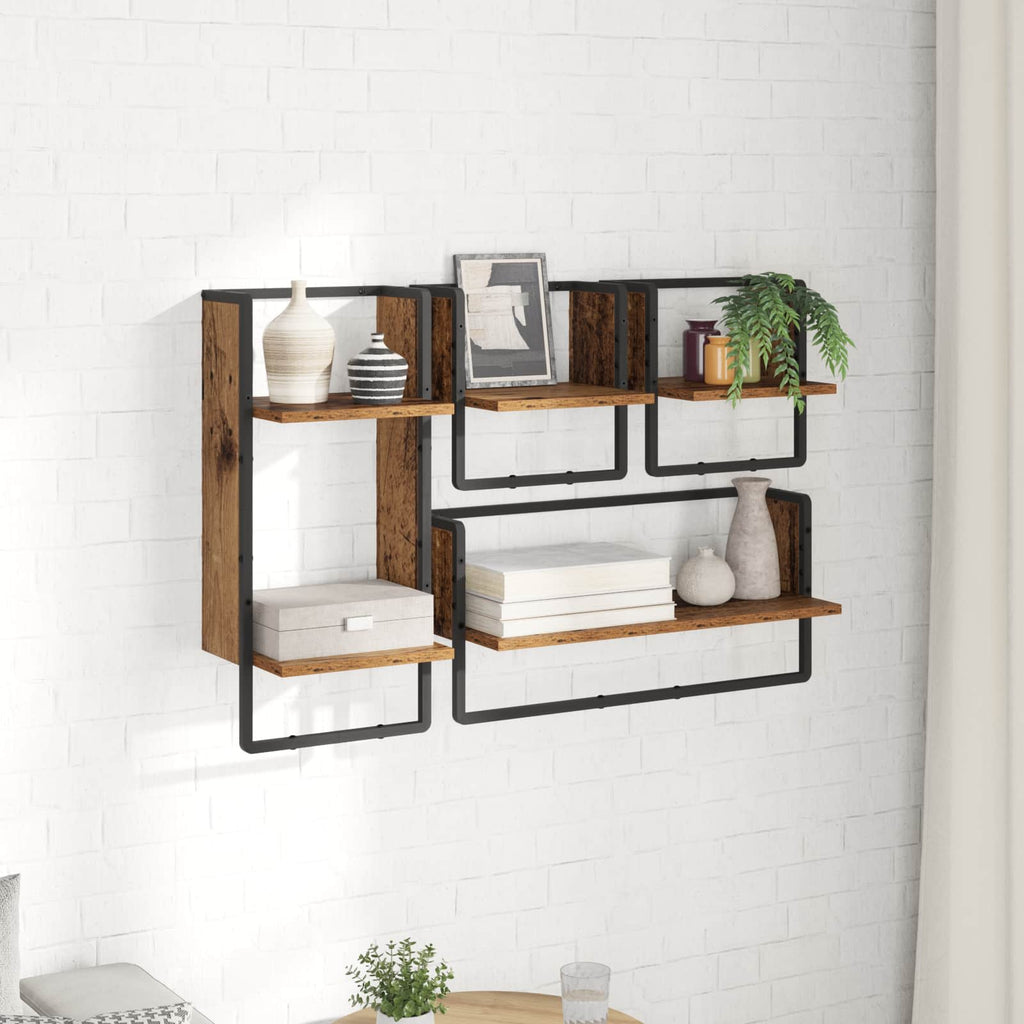 vidaXL Zestaw półek ściennych 4 pcs Stare drewno 65 x 25 x 30 cm