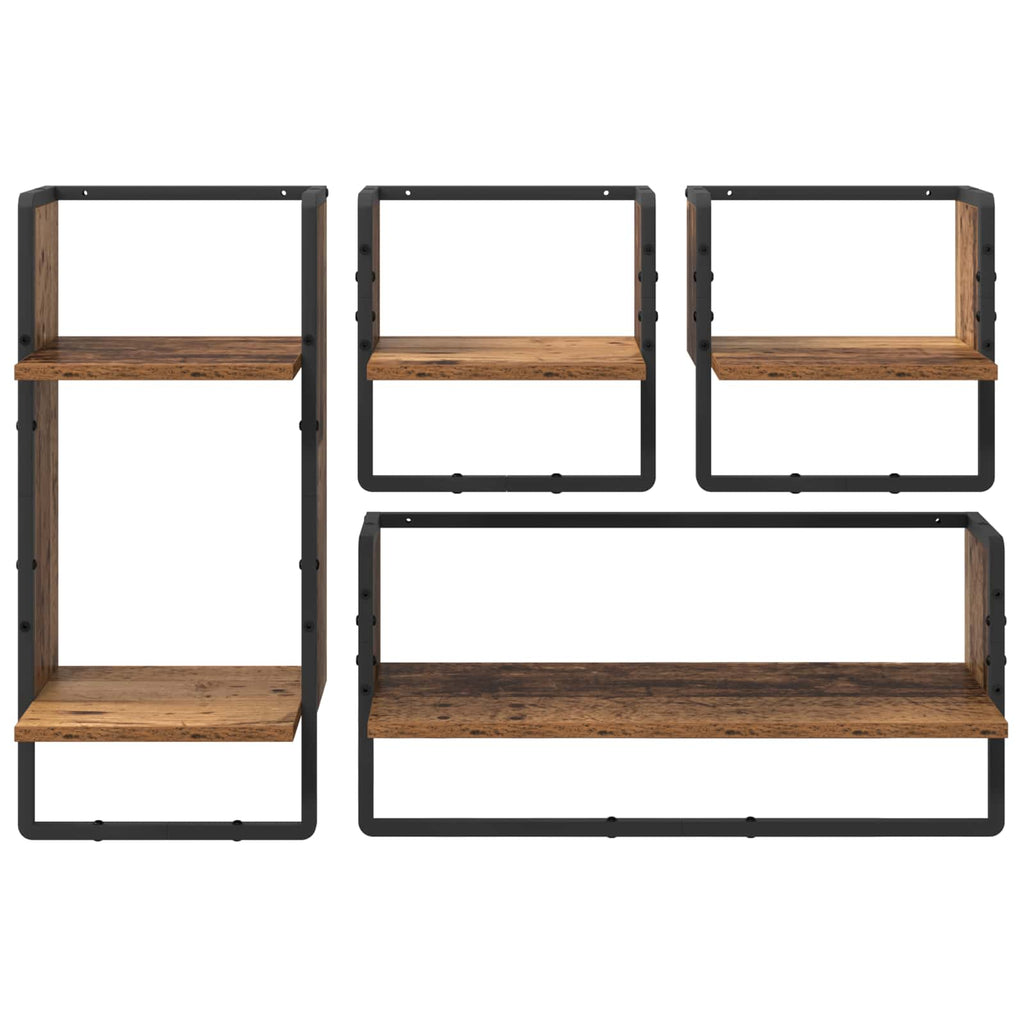 vidaXL Zestaw półek ściennych 4 pcs Stare drewno 65 x 25 x 30 cm