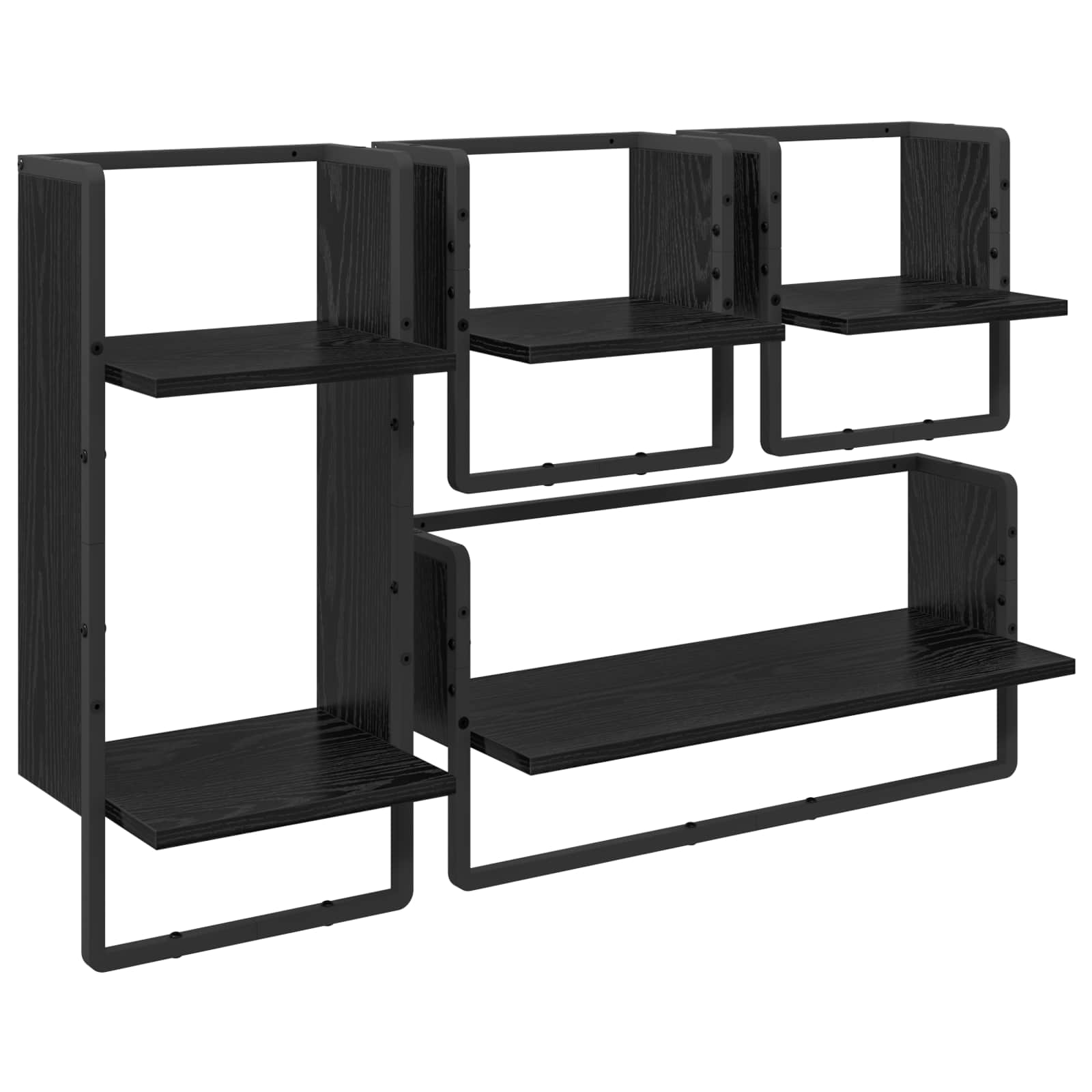 vidaXL Zestaw półek ściennych z półką 4 pcs Czarny Dąb 65 x 25 x 30 cm