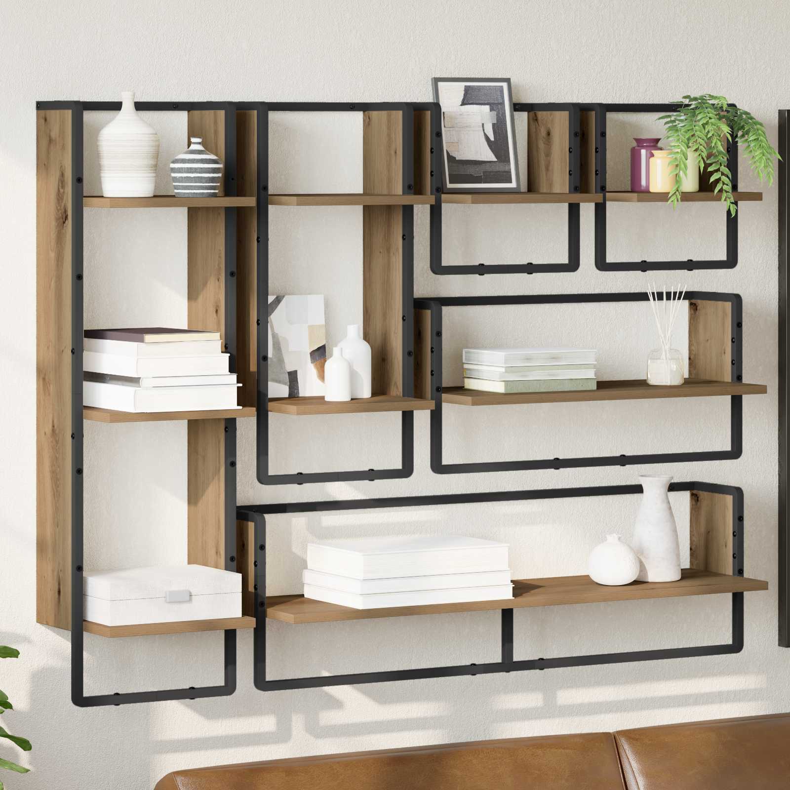 vidaXL Zestaw półek ściennych 6 pcs Dąb rzemieślniczy 100 x 25 x 30 cm