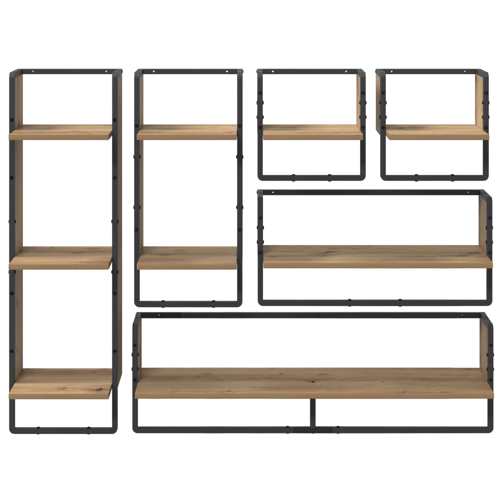 vidaXL Zestaw półek ściennych 6 pcs Dąb rzemieślniczy 100 x 25 x 30 cm